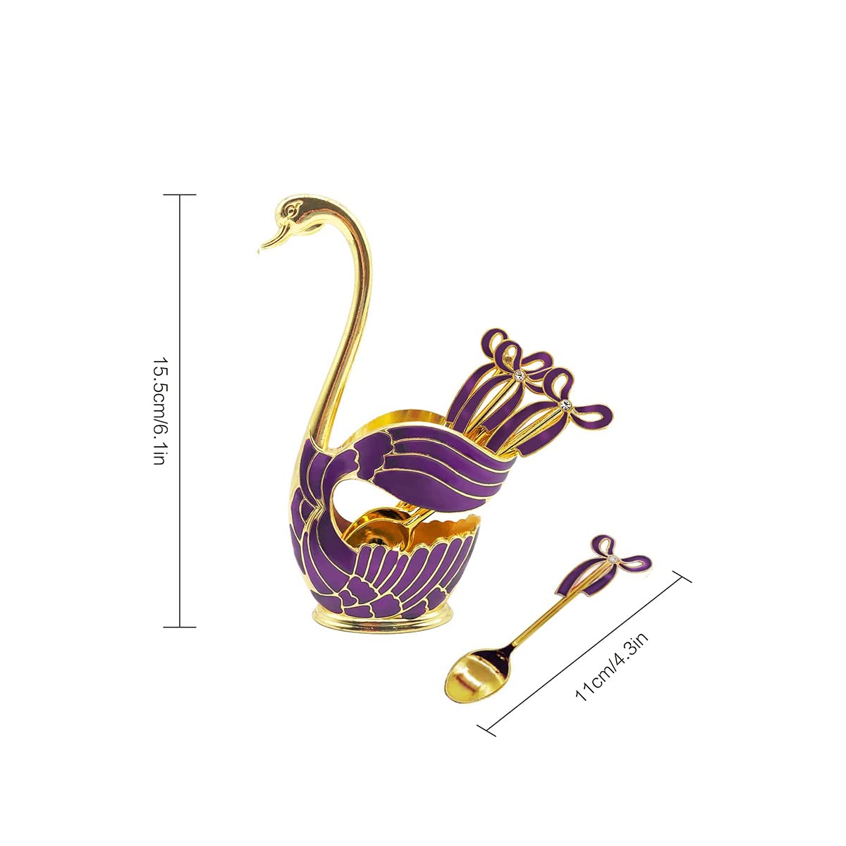 Elegant Swan Coffee Spoon Holder Set with 6 Spoons - Perfect for Desserts & Ice Cream