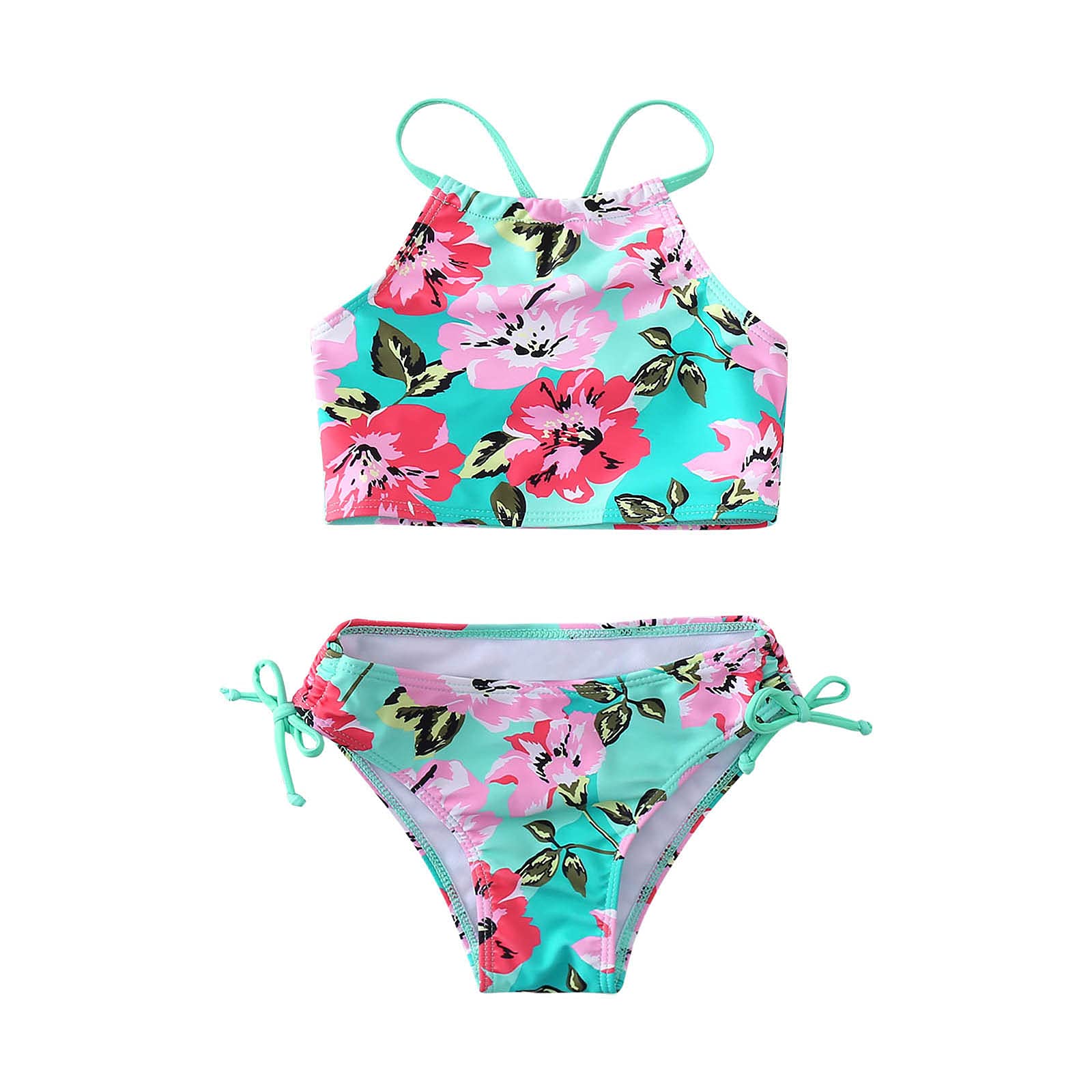 EG Baby Girl 3-Piece Swimsuits | Girls' Daisy Beach Sport Halter Tankini 2-Piece Swimsuit Outfits | Cute Swimwear for Toddler & Kids | Perfect for Pool, Beach & Summer Vacation