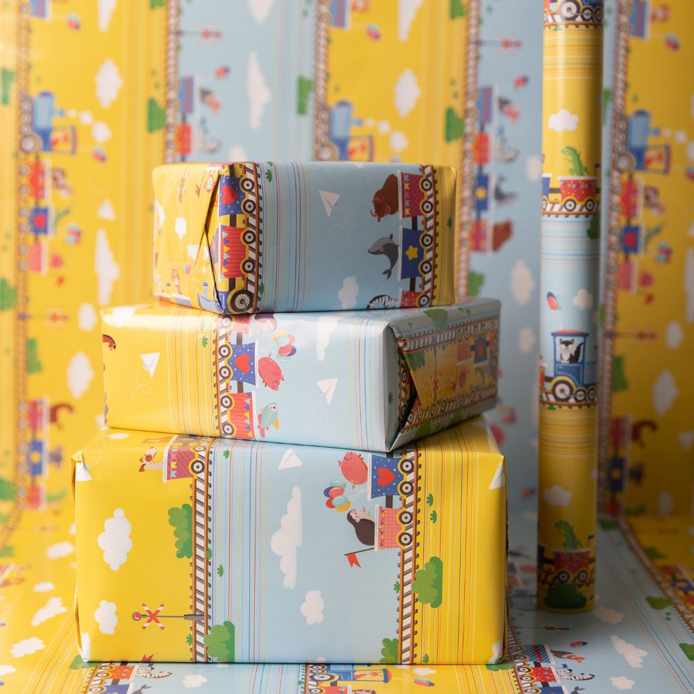 Choo Choo Train Wrapping Paper Set - 20 or 40 Sheets | Perfect for Kids Birthday, Christmas & Holiday Gift Wrapping