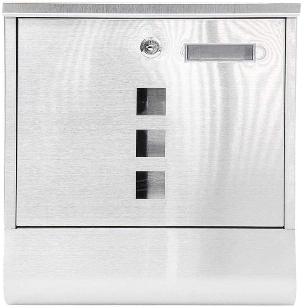 Stainless Steel Mailbox with Lock - Waterproof Outdoor Wall Mount Letter & Newspaper Box - Secure Home & Office Mail Collection