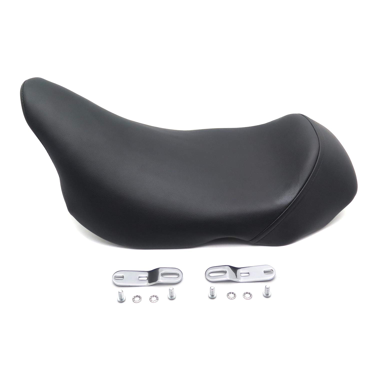 HTTMT Black Modern Low Profile Solo Seat for 2008-2017 Harley Touring Bagger Dresser Motorcycles - Comfortable Replacement Seat for Long Rides & Custom Builds [P/N: TGHD-SEAT002-BK]