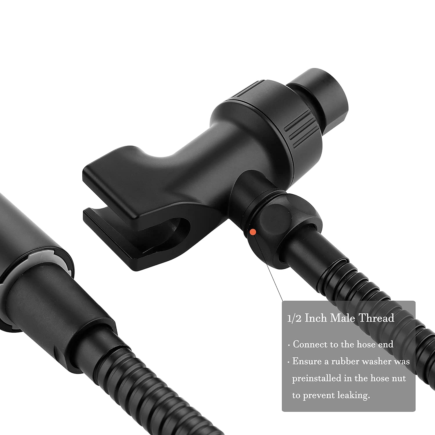 2-Pack Universal Shower Head Holder with Adjustable Brass Pivot - Matte Black Shower Hose Bracket for Bathroom, Spa & RV - Perfect for Handheld Shower Wand Mounting