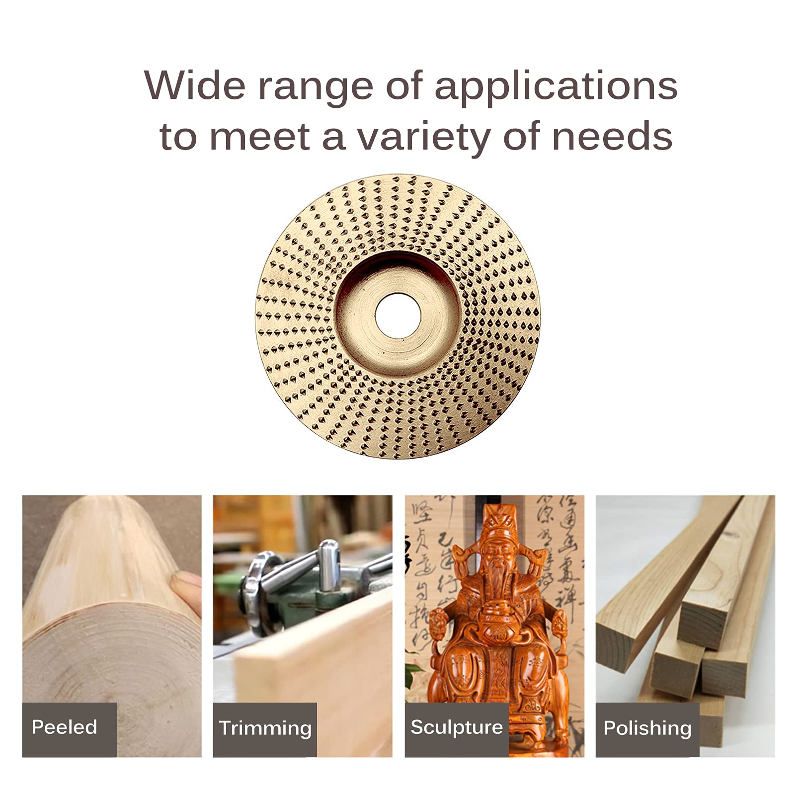 4 Inch (100mm) Wood Carving Disc for Angle Grinders - 5/8 Inch Arbor Wood Shaping Wheel & Grinding Disk - Perfect for Woodworking, DIY Projects & Furniture Making