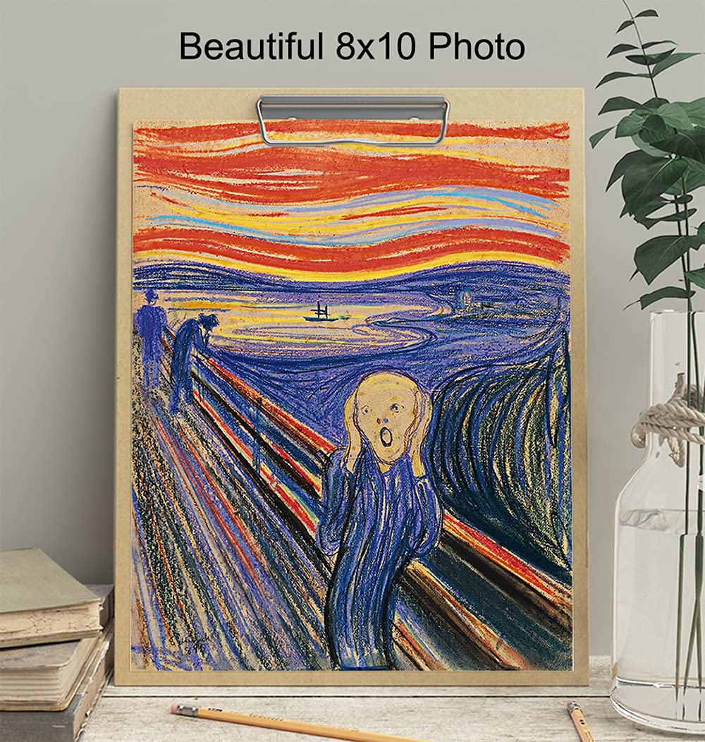 Edvard Munch The Scream Wall Art Print - 8x10 Museum Quality Poster - Abstract Horror Art Decor for Living Room, Bedroom & Office - Gothic Home Decor & Scary Picture for Halloween