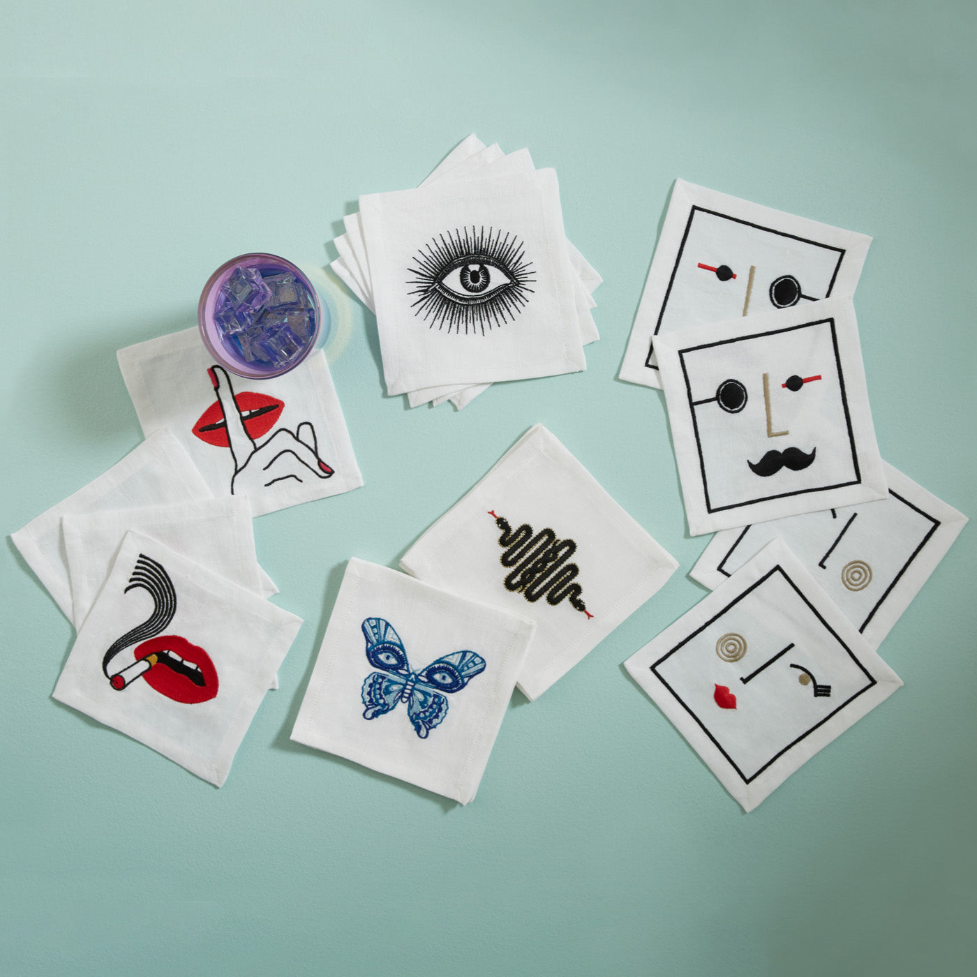 Premium Cocktail Napkins for Parties - Elegant Eyes Design Paper Drink Coasters - Perfect for Weddings, Bars, and Home Entertaining