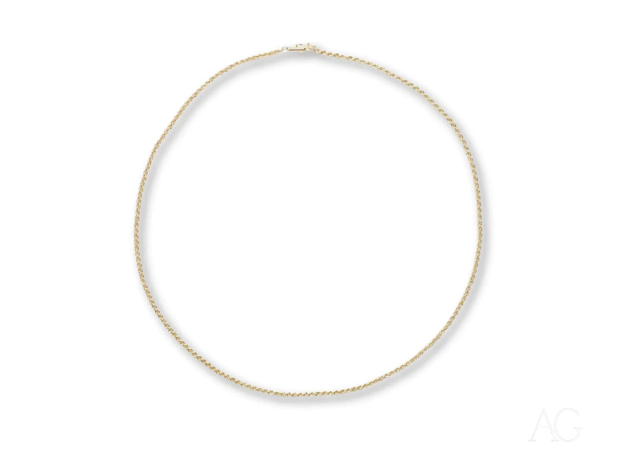 14K Gold Rope Chain Necklace for Women - Secure Barrel Lock Clasp - Elegant Layering Piece for Everyday Wear & Special Occasions