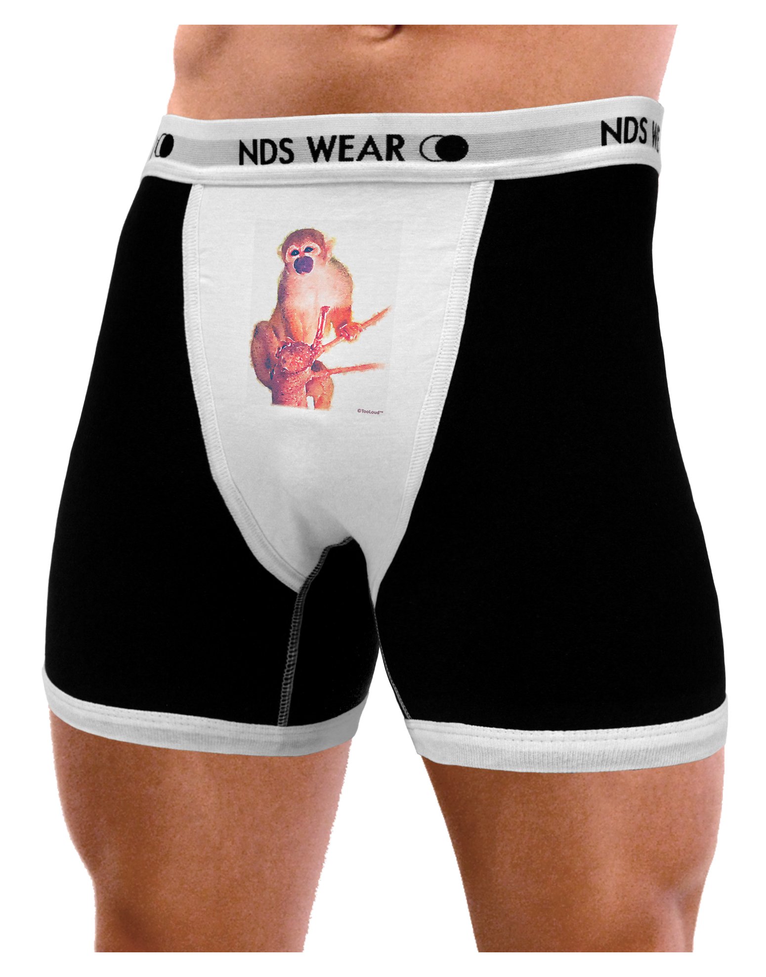 TooLoud Monkey in Tree Watercolor Print Men's Boxer Brief Underwear - Soft Cotton Comfort Underwear for Casual Wear & Lounge