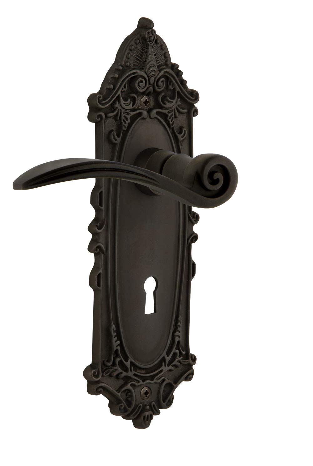 Nostalgic Warehouse Victorian Keyhole Swan Lever Door Handle - Oil-Rubbed Bronze Passage Set for Classic Home Decor | Perfect for Vintage-Style Interior Doors & Restorations