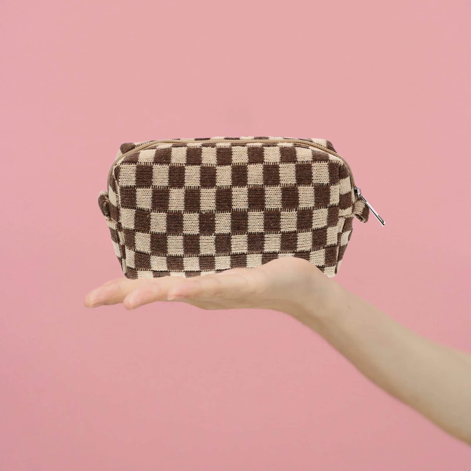 SOIMISS Checkered Makeup Bag for Women & Girls - Waterproof Cosmetic Organizer, Travel Toiletry Pouch, Makeup Brush Storage Case - Perfect for Travel, Gym, Daily Use & Gift Giving
