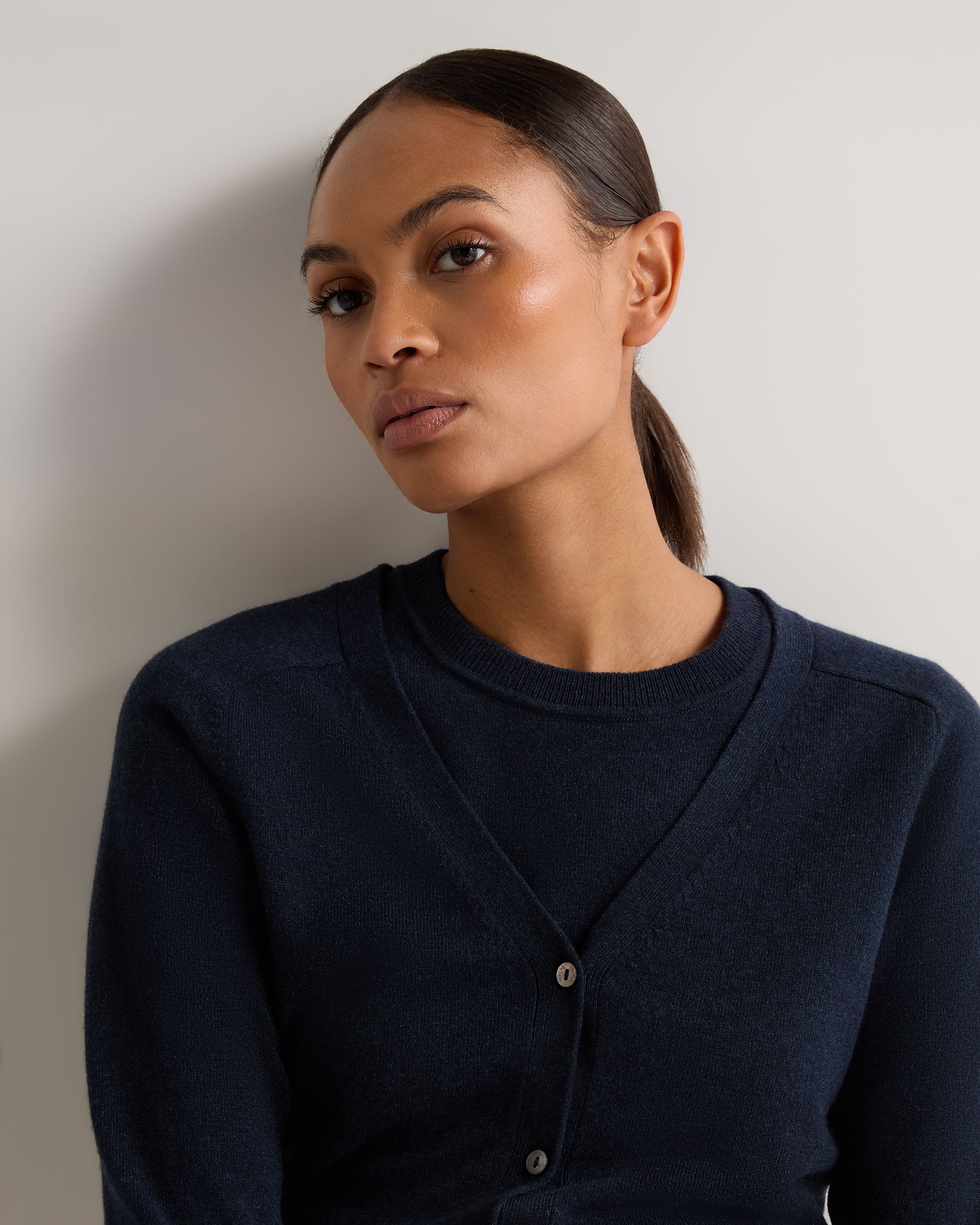 Women's Lara V-Neck Cashmere Cardigan - Soft Indigo Blue Sweater for Fall & Winter | Cozy Office Wear & Casual Outfits