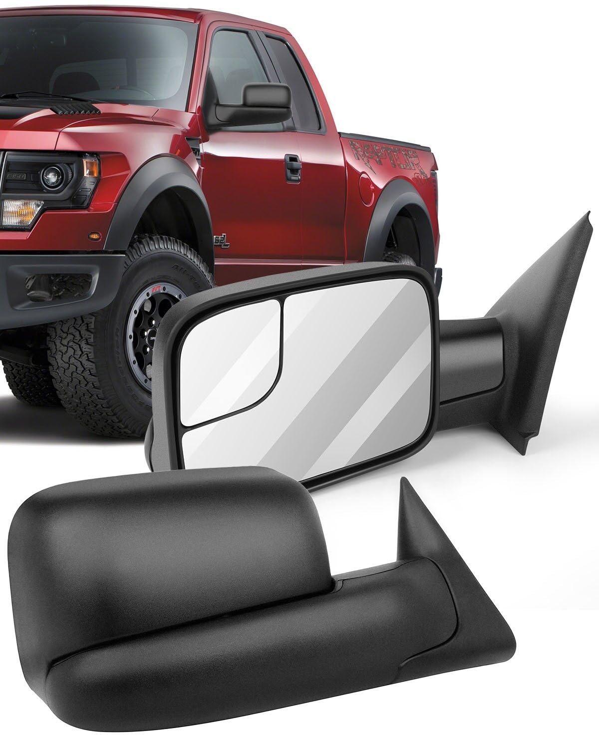 ECCPP Power Adjustable Towing Mirrors for Dodge Ram 1500/2500/3500 (1994-1997) - Black Housing, Left & Right Side Mirrors (Non-Heated, No Turn Signal) | Perfect for Towing Trailers, Campers & Heavy Loads
