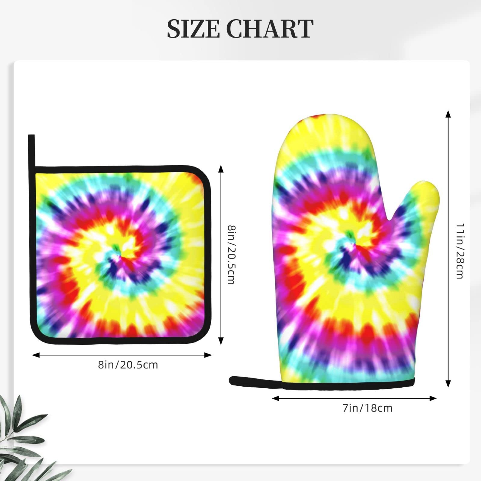 Unique Tie Dye Oven Mitts and Pot Holders Set - Non-Slip Heat Resistant Kitchen Gloves & Pot Pads for Cooking, Baking, Grilling - Perfect for Home Chefs and BBQ Enthusiasts