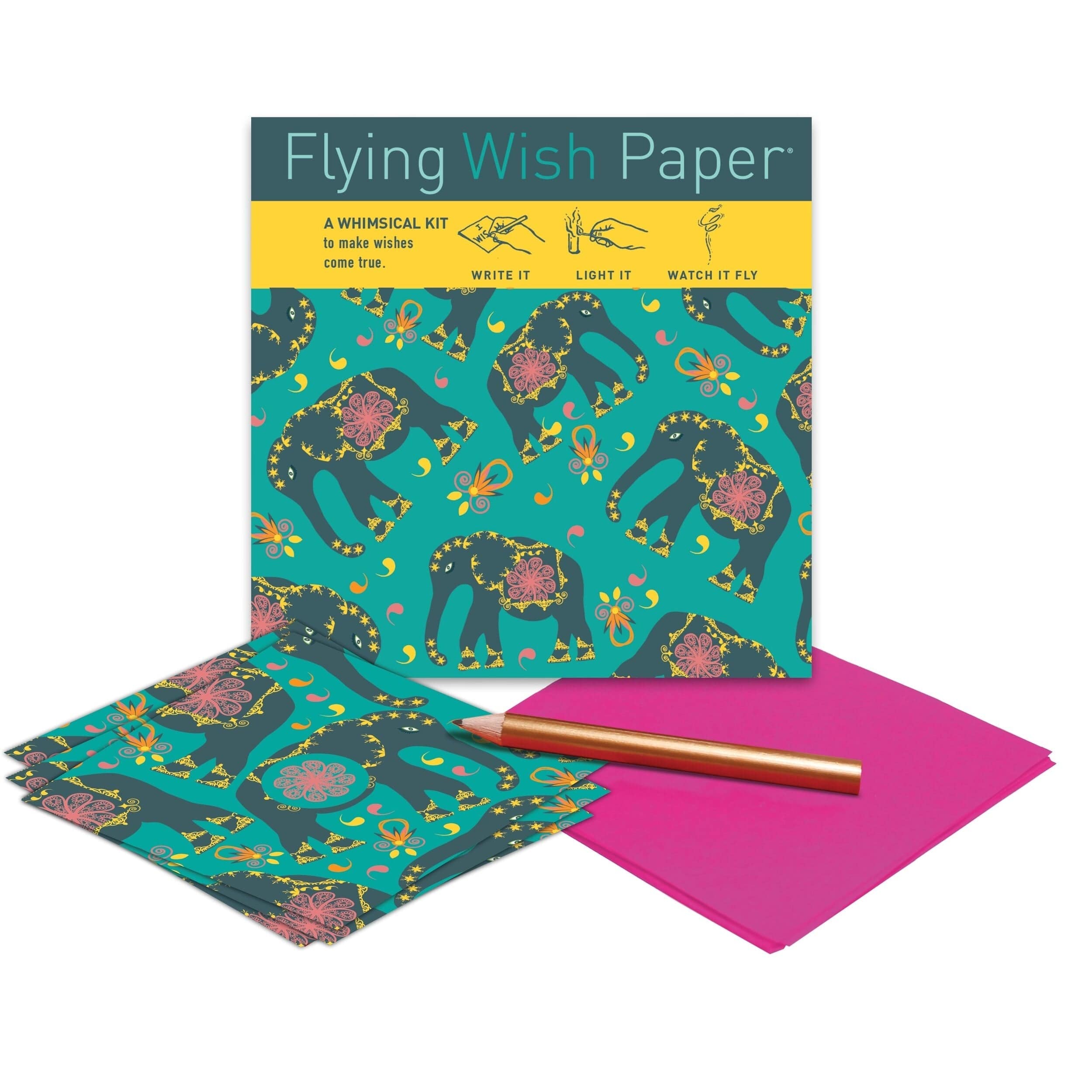Mini Flying Wish Paper in Elephant Luck - Good Luck Wishes for Birthday, Wedding, New Year & Special Occasions | Eco-Friendly Burning Paper for Manifestation & Celebration