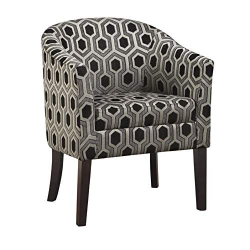 Hexagon Patterned Accent Chair - Modern Grey and Black Geometric Design for Living Room, Bedroom, or Office Decor