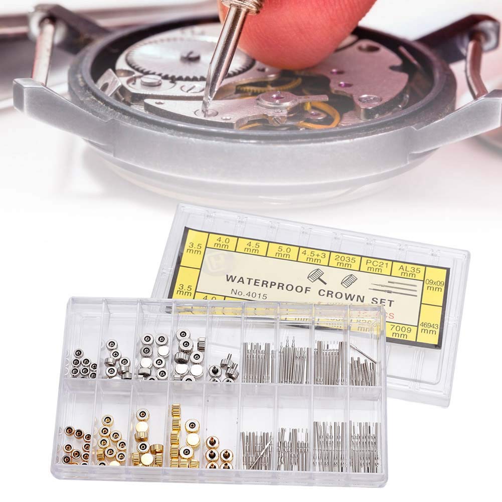 Stainless Steel Watch Crown Repair Kit - Watch Stem & Spring Bar Set for DIY Watch Repair