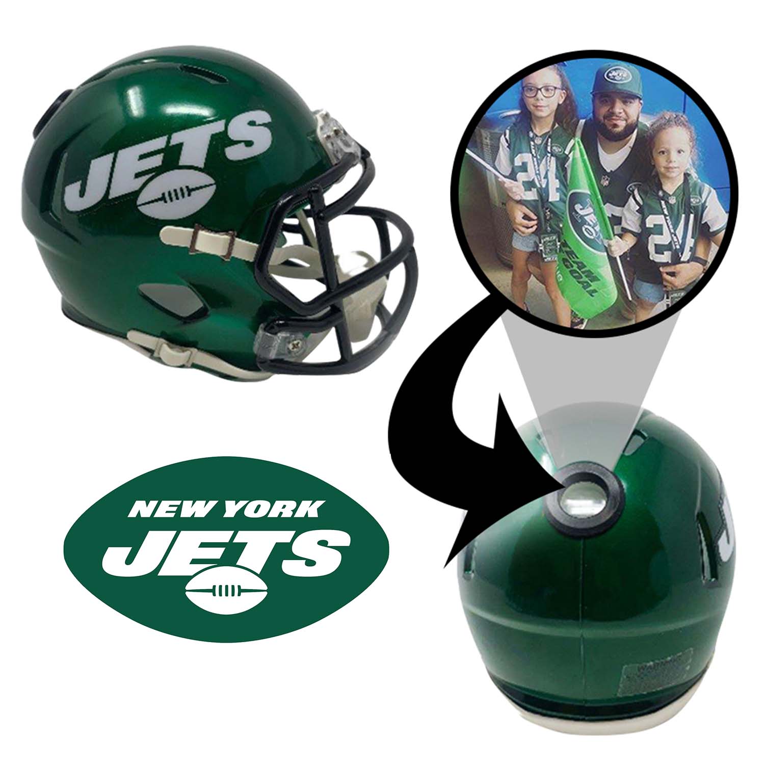 New York Jets NFL Mini Helmet with Display Case - Perfect for Collectors, Fans, and Home Office Decor