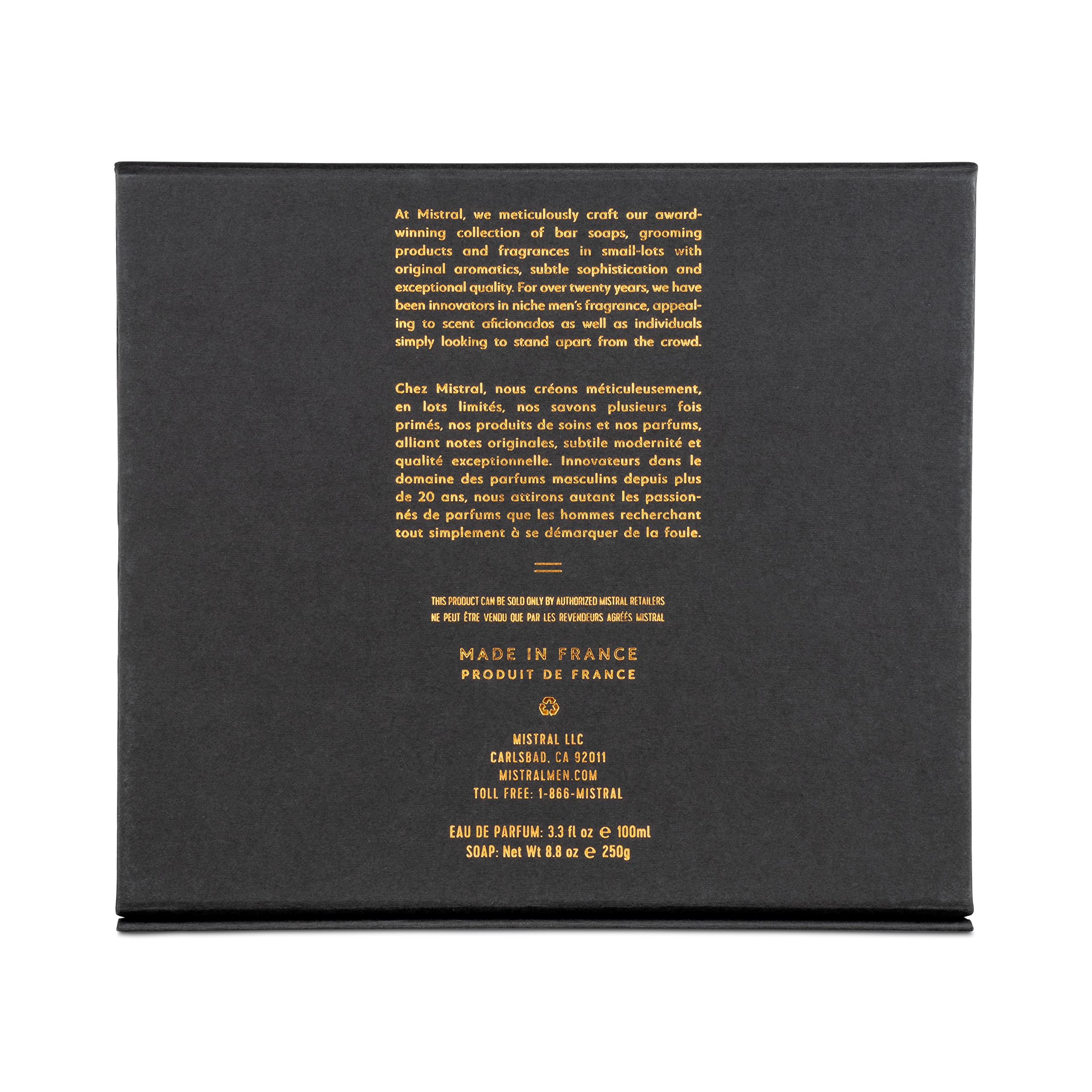 Mistral Cologne & Large Bar Soap Gift Set for Men - Salted Gin Scented Luxury Bath & Body Care - Perfect for Birthday, Anniversary & Holiday Gifts