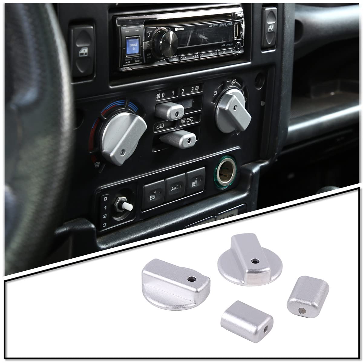 Land Rover Defender 2008-2014 A/C Control Switch Knob Cover - Premium Interior Button Protector for Air Conditioning System | Perfect for Off-Roading & Daily Driving Protection