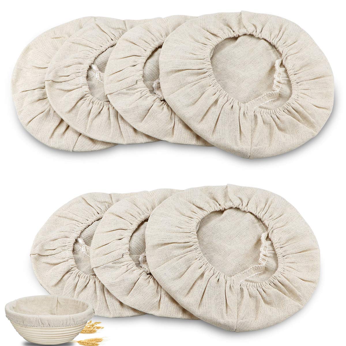 7-Pack 9 Inch Round Banneton Bread Proofing Baskets with Natural Rattan Liners - Professional Sourdough Dough Rising Baskets for Home Bakers & Artisan Bread Making | Perfect for Sourdough, Artisan Loaves, and Homemade Bread Baking