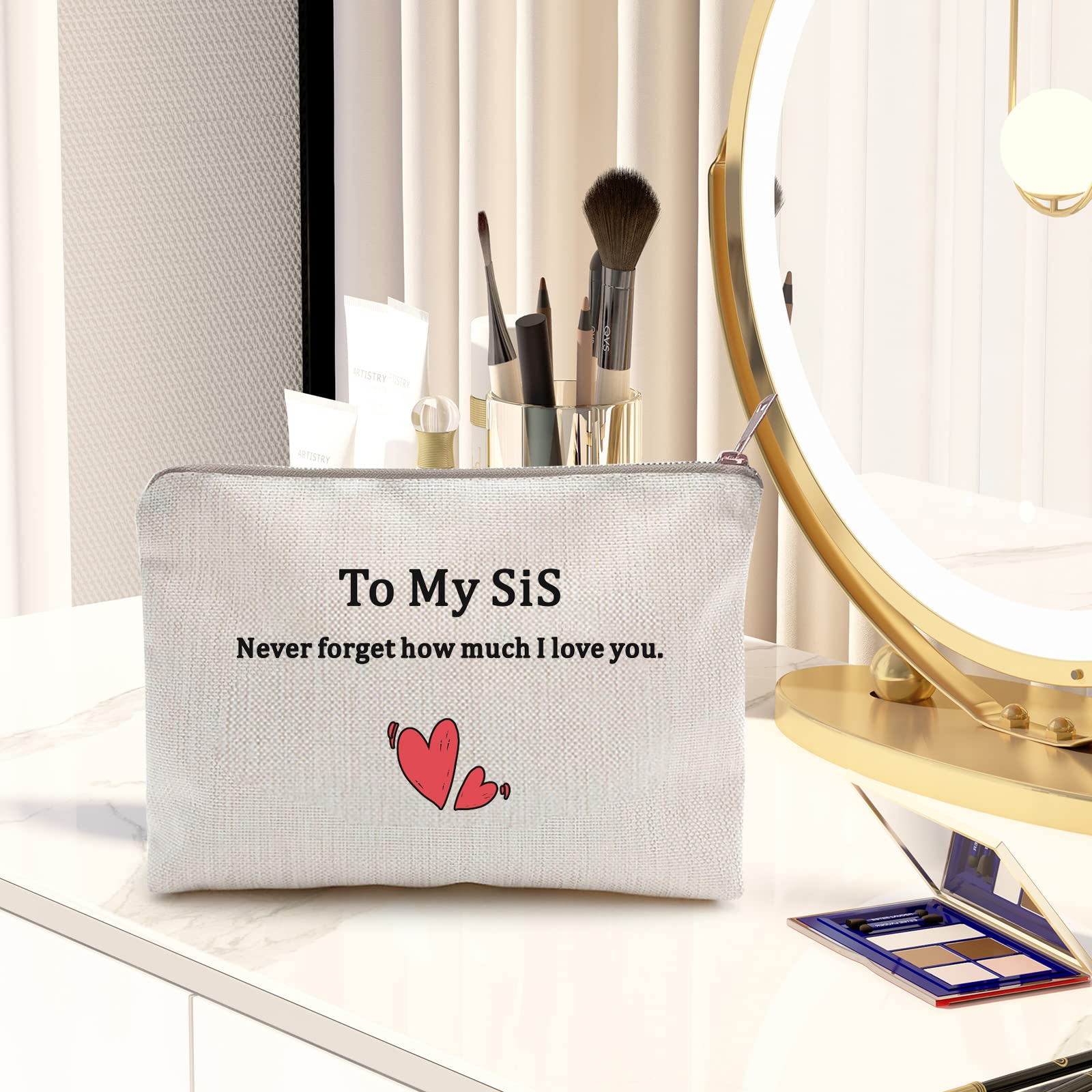 2pcs Linen Style Makeup Bag & Toiletry Pouch - Best Friend Gift for Sister, Soul Sister & Bestie - Perfect for Travel, Cosmetics & Personal Care Essentials