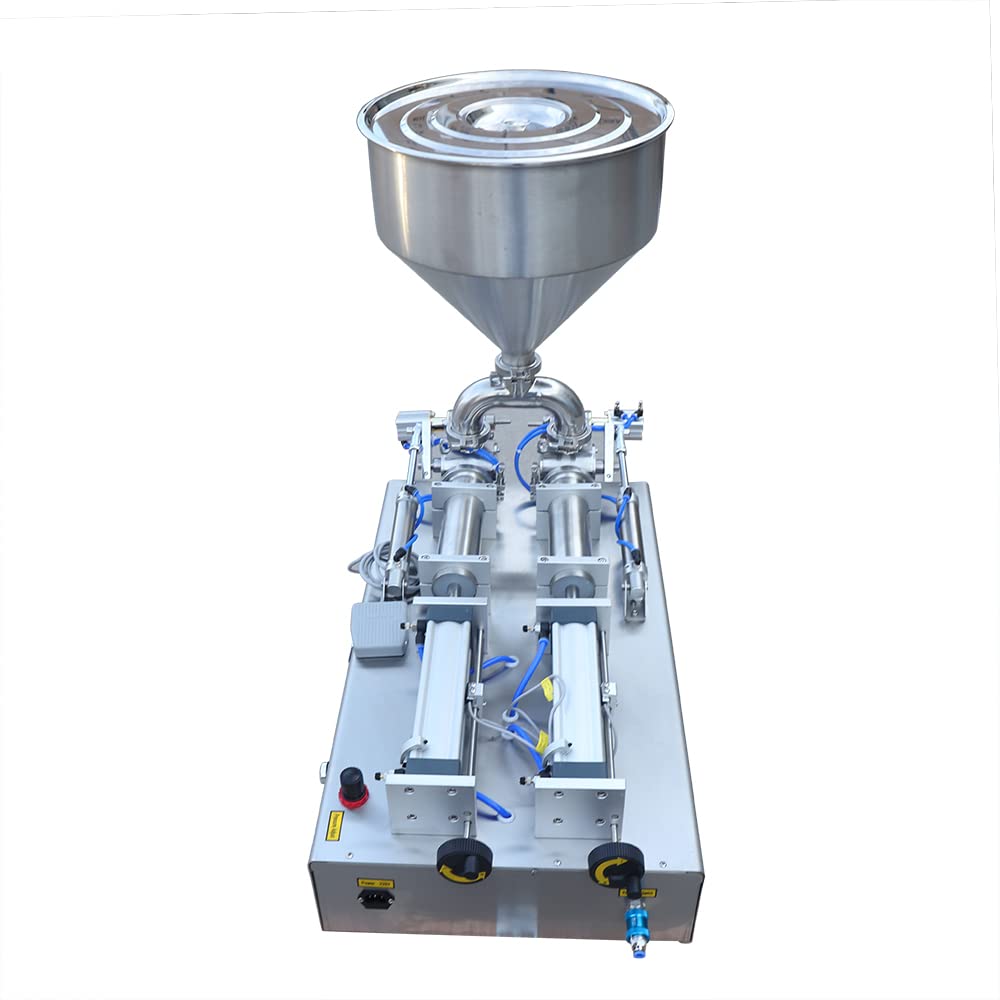 Stainless Steel Dual-Head Pneumatic Liquid & Paste Filling Machine for Toothpaste, Cream, Oil, Shampoo - Ideal for Cosmetics, Pharmaceuticals & Food Production Lines
