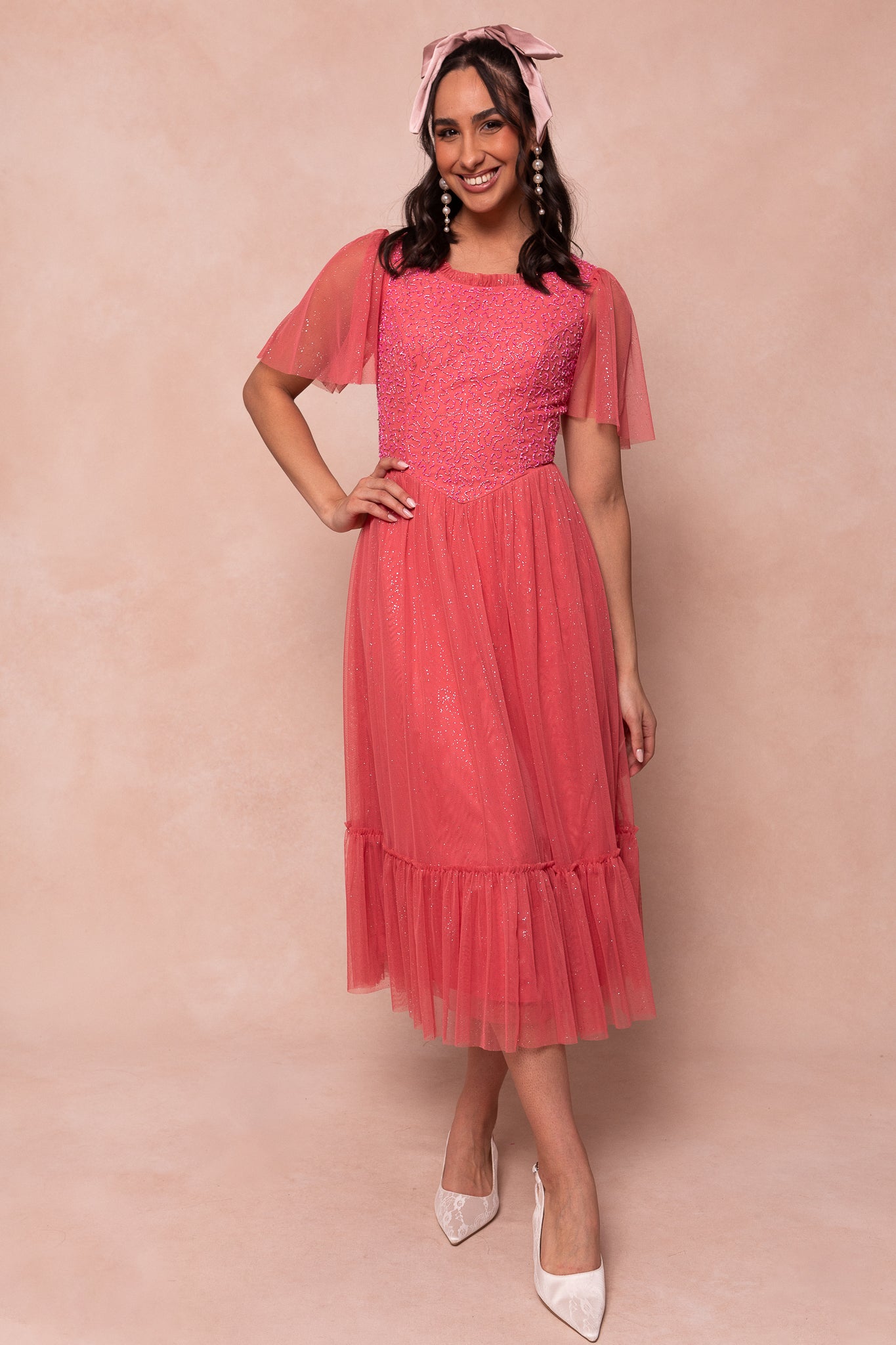 Pink Dulce Dress - Women's Floral Summer Dress for Casual & Party Wear - Perfect for Weddings, Dates & Beach Outings