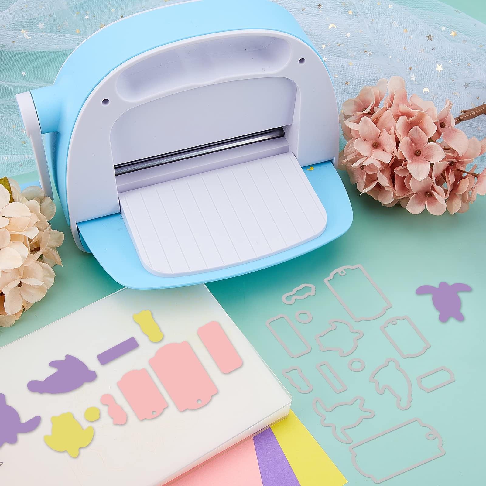 INFUNLY Sea Animal Die Cut and Stamp Set - Clear Stamps & Dies for Card Making, Scrapbooking, DIY Crafts - Includes Sea Turtle, Seahorse, Jellyfish, Seaweed Designs - Perfect for Handmade Greeting Cards, Journals, Home Decor, and Paper Crafting Projects