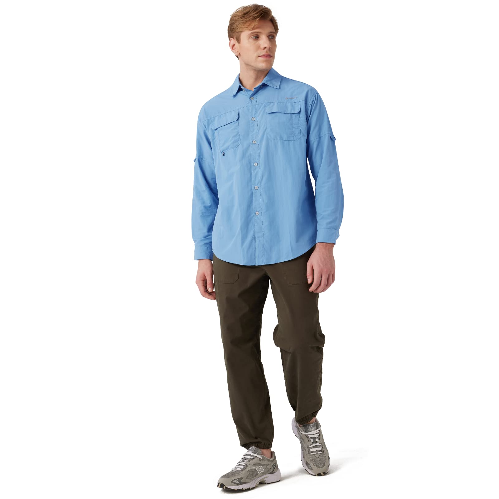 NAVISKIN UPF 50+ Men's Sun Protection Fishing Shirt - Long Sleeve UV Shirt for Fishing, Hiking, Travel & Camping | Lightweight Quick-Dry Outdoor Shirt for Sun Safety