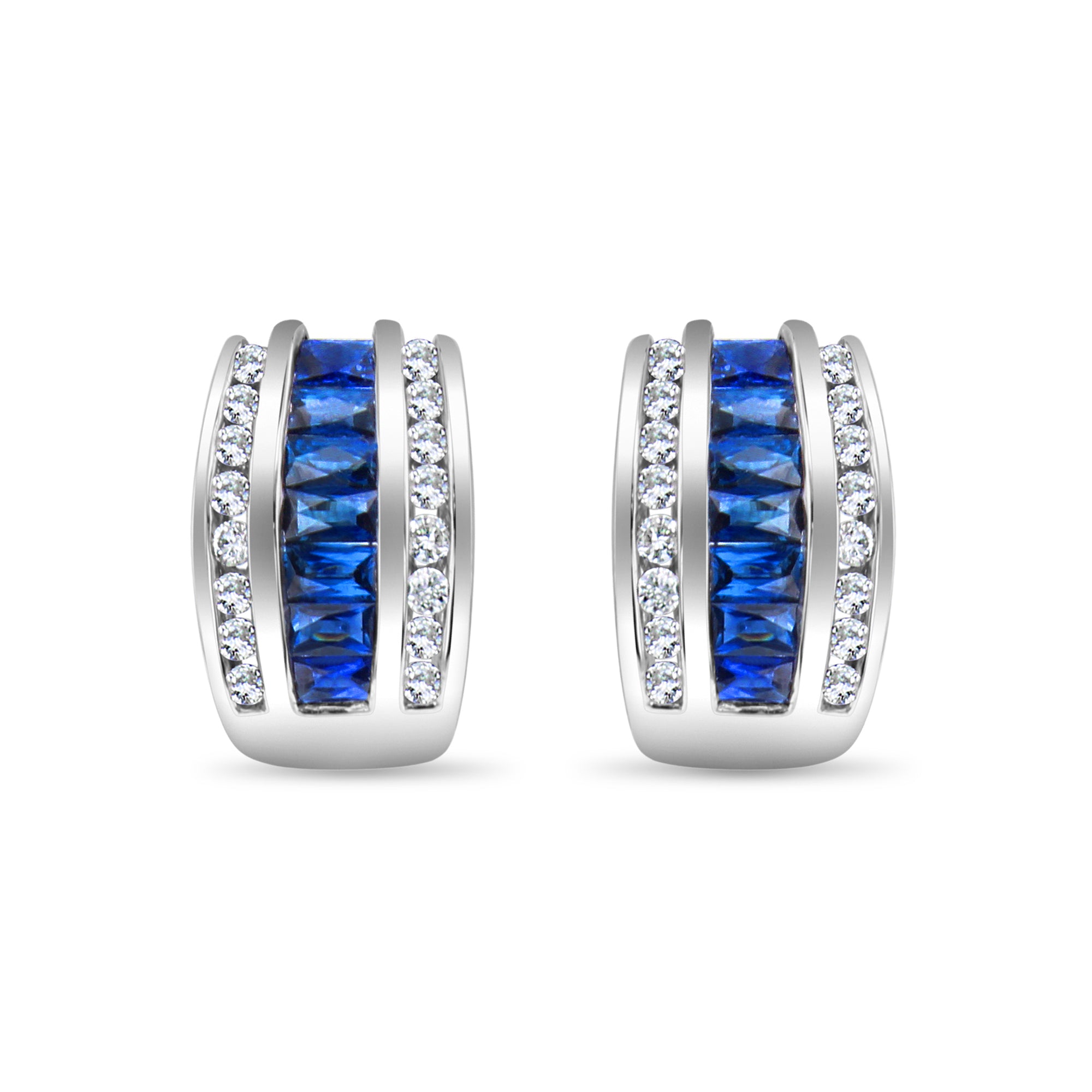2.52cttw Sapphire and Diamond Statement Earrings in 14k White Gold - Perfect for Weddings, Anniversaries & Special Occasions