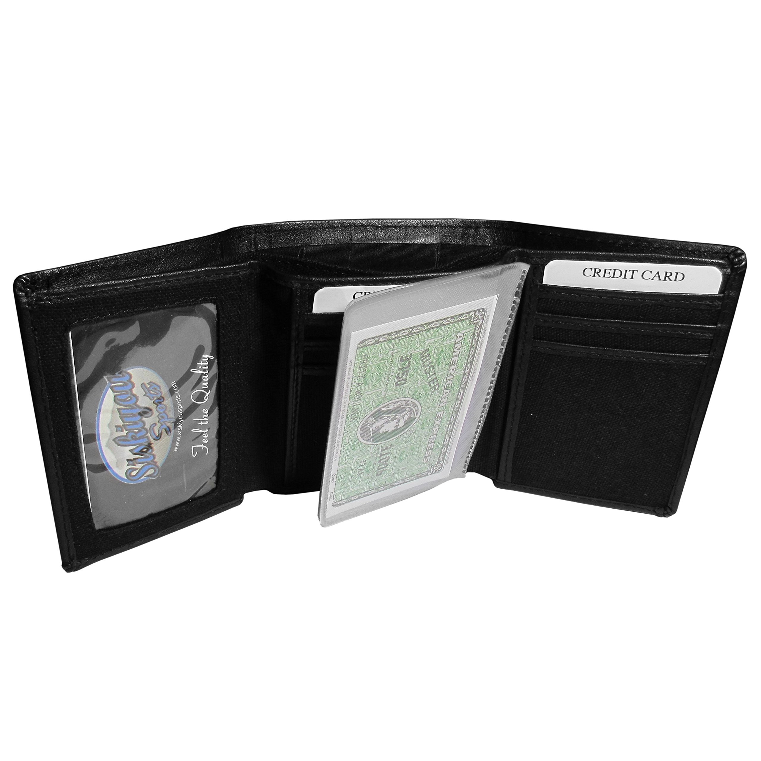 NFL Jacksonville Jaguars Genuine Leather Tri-Fold Wallet for Men - Slim RFID Blocking Bifold Credit Card Holder - Perfect for Football Games, Travel & Everyday Use