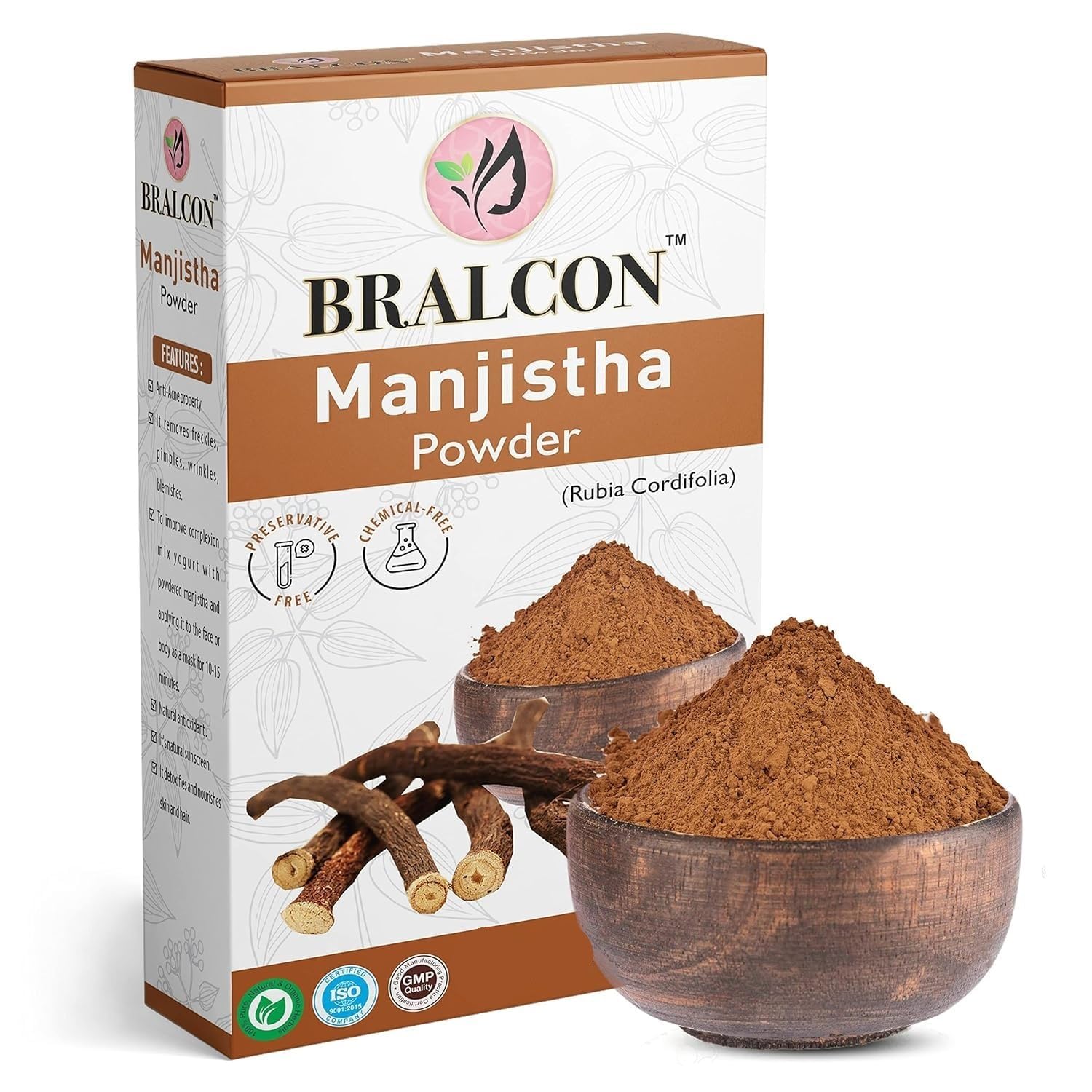 Pure Organic Manjistha Powder 100g - Rubia Cordifolia for Face, Hair & Skin Care