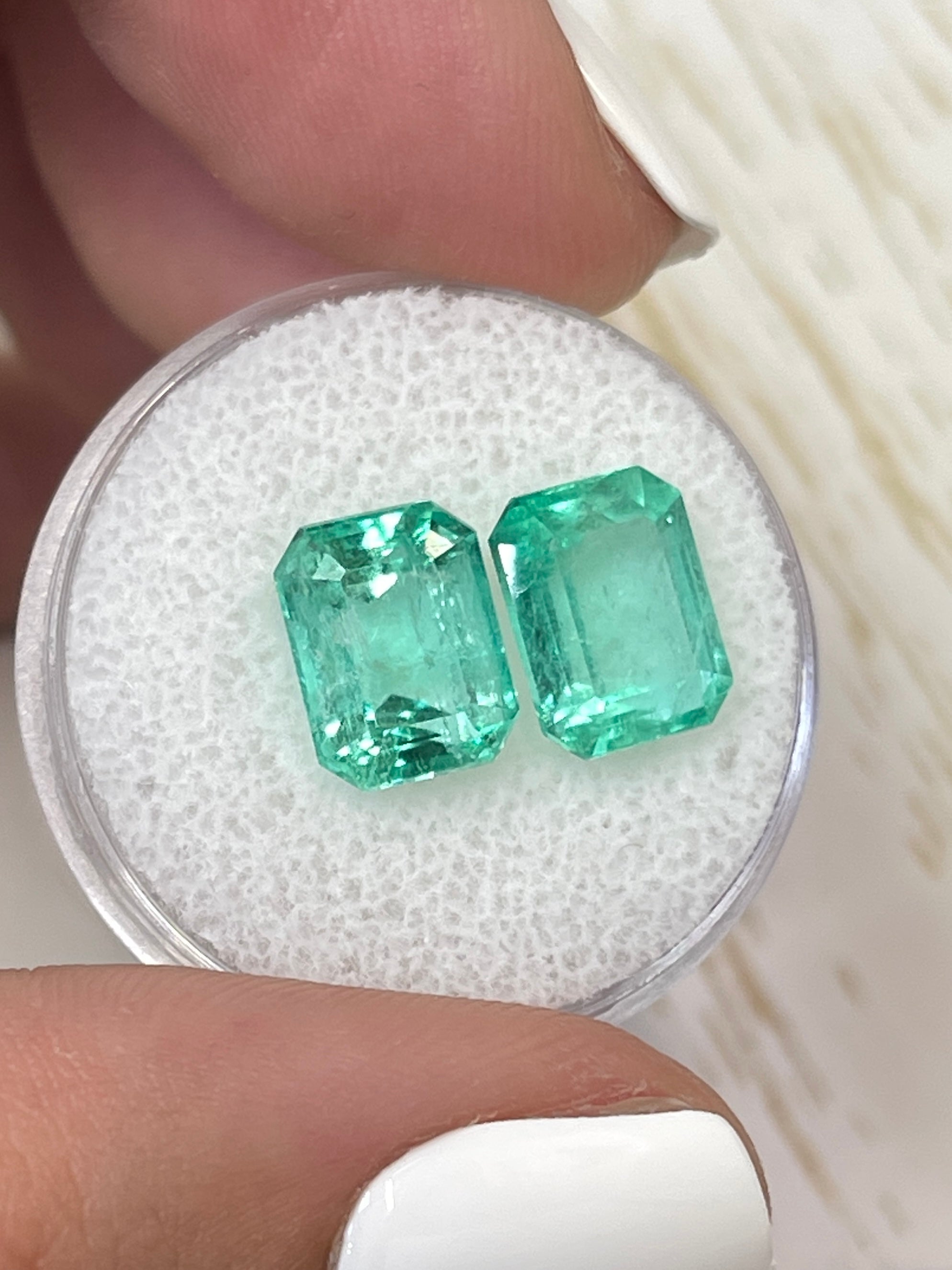 6.63tcw 10x8mm Matching Pair Loose Colombian Green Emeralds - Emerald Cut Gemstones for Jewelry Making, Engagement Rings & Luxury Gifts