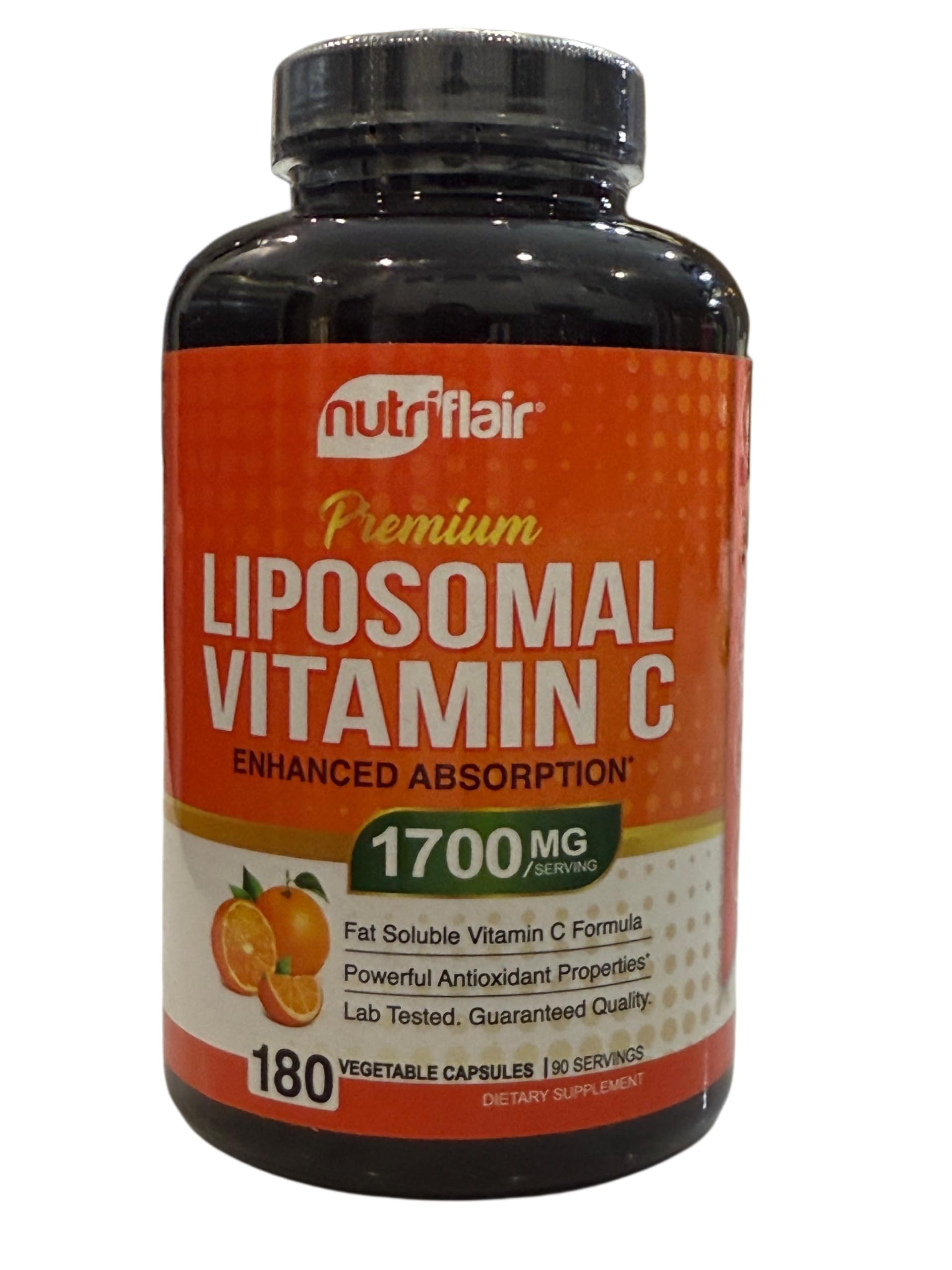 NutriFlair Liposomal Vitamin C 180 Capsules - High Absorption, Fat Soluble Vitamin C with Antioxidant Benefits | Immune Support & Collagen Booster | Non-GMO Vegan Supplement | For Daily Wellness, Skin Health & Immune Defense