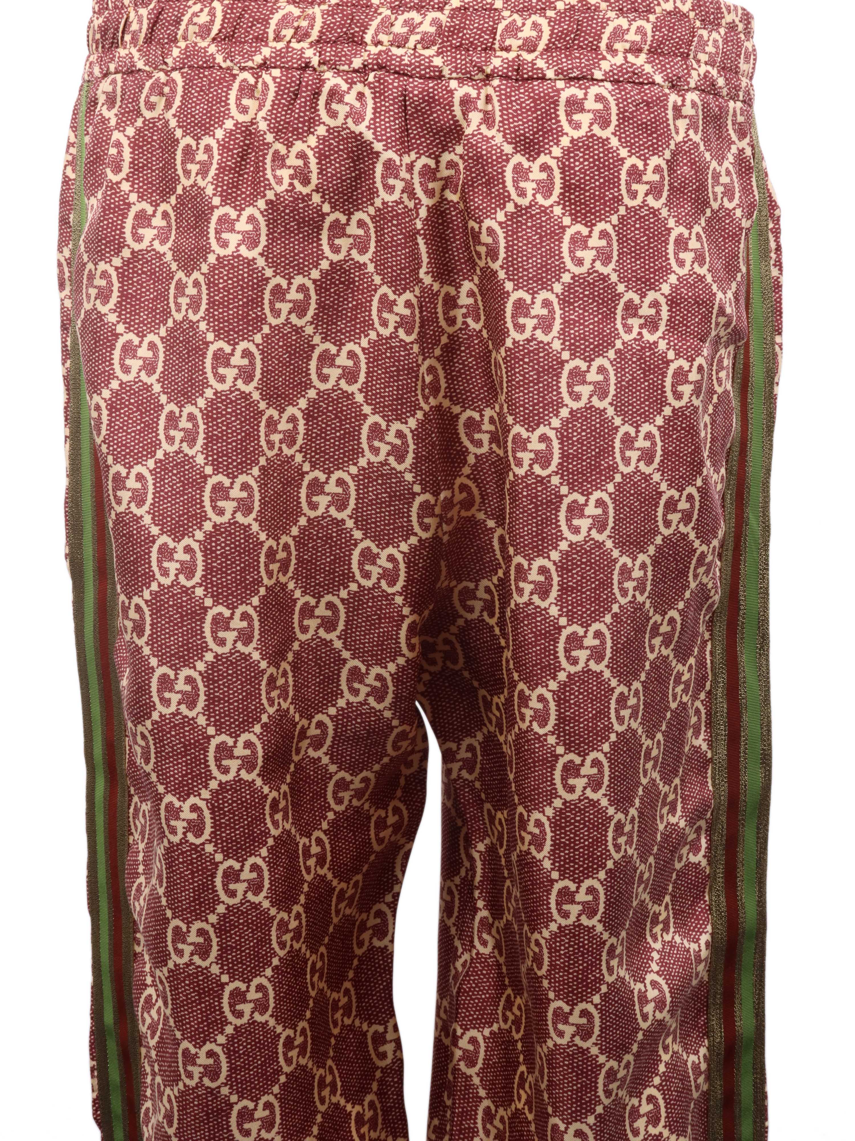 Gucci GG Supreme Silk Pants for Women - Maroon Luxury Trousers | Perfect for Evening Events, Parties & Formal Occasions