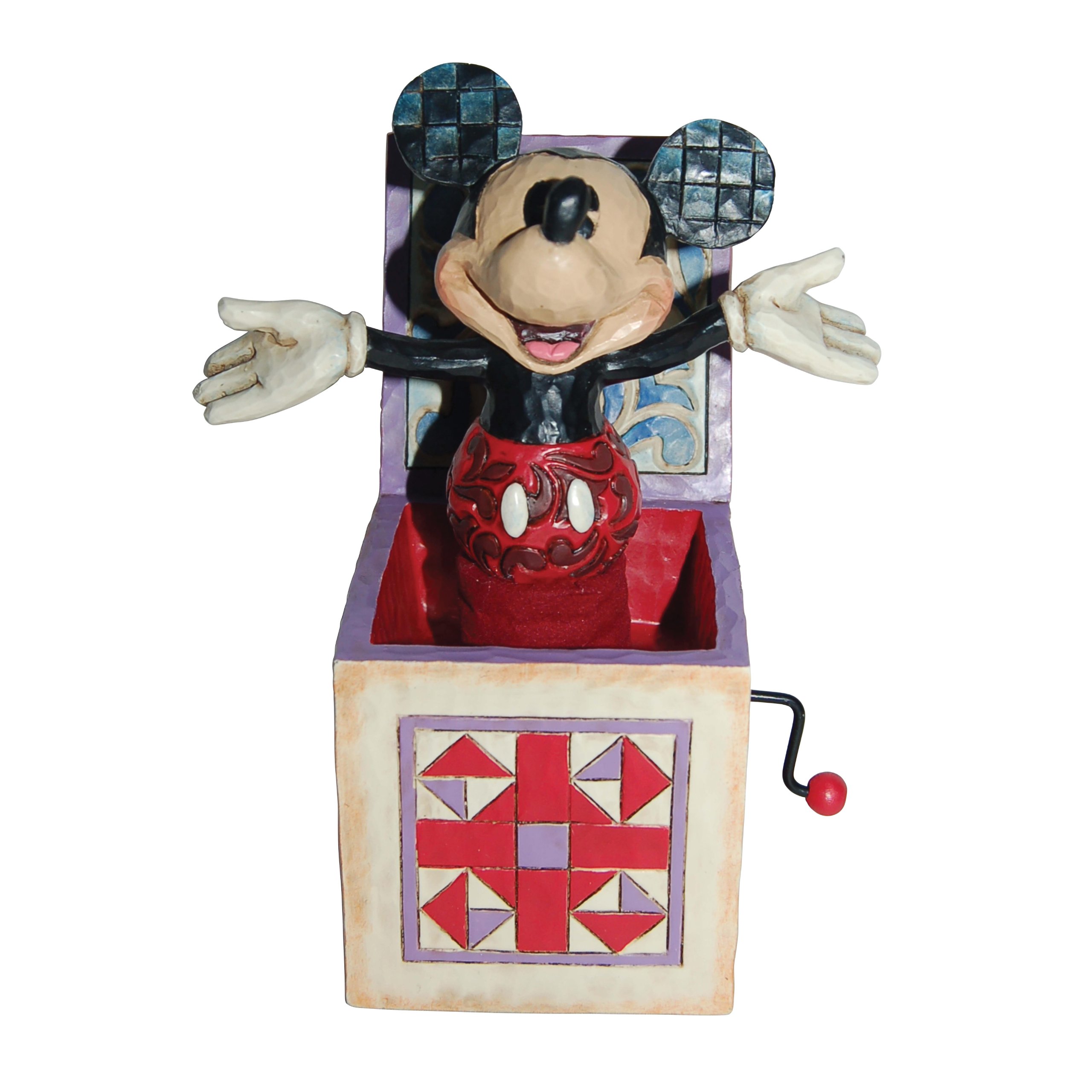 Jim Shore Disney Traditions Mickey-in-the-Box Collectible Figurine - Handcrafted Wooden Music Box Toy for Disney Fans & Christmas Decor