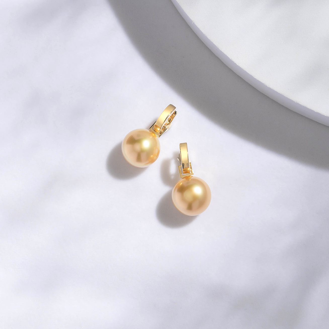 18K Solid Gold South Sea Golden Pearl Earrings KE00076 - Luxury Pearl Jewelry for Women, Elegant Gift for Wedding, Anniversary & Special Occasions