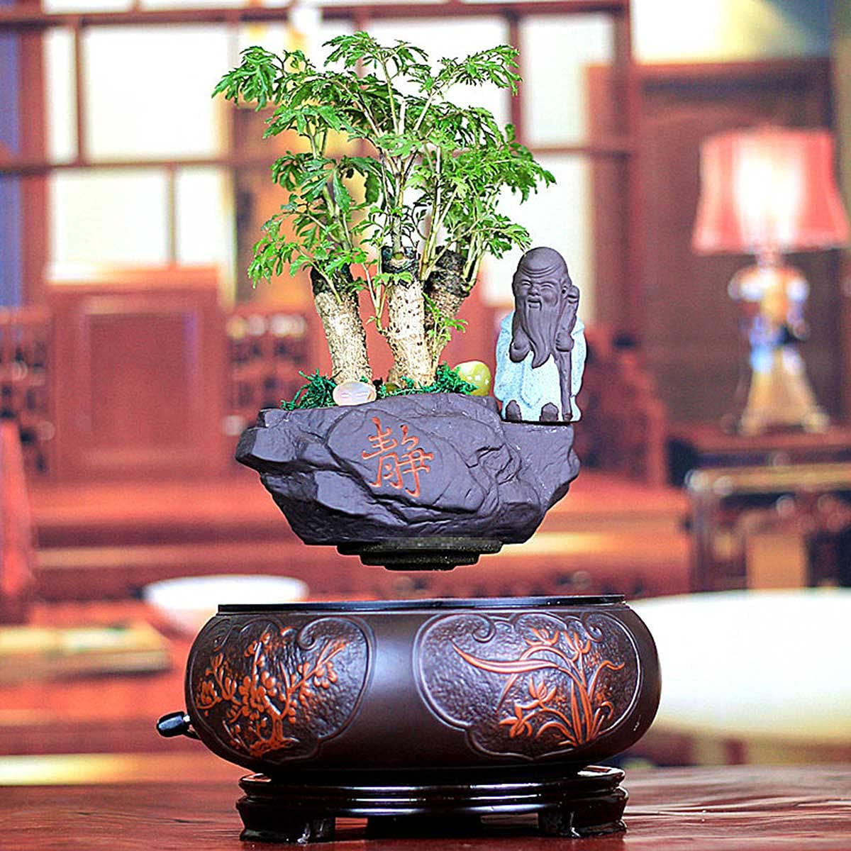 Levitating Air Bonsai Pot - 360° Rotating Magnetic Floating Planter, Classic Ceramic Desktop Decor for Home, Office, Living Room | Perfect Gift for Plant Lovers & Unique Home Decor (Ideal for Zen Gardens, Modern Spaces & Desk Decorations)