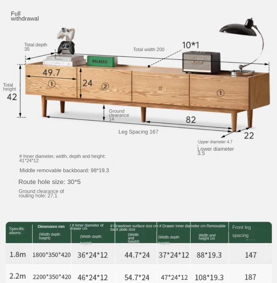 Solid Oak Wood Modern TV Stand with Storage Cabinet - Stylish Living Room Entertainment Center for TV, Media & Display