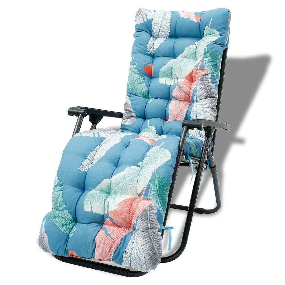 67 Inch Outdoor Lounge Chair Cushion - Floral Print Sun Lounger Pad with Non-Slip Ties, High Back Support for Patio, Poolside & Garden Use (Style 2) - Replacement Cushion Only (Chair Not Included)