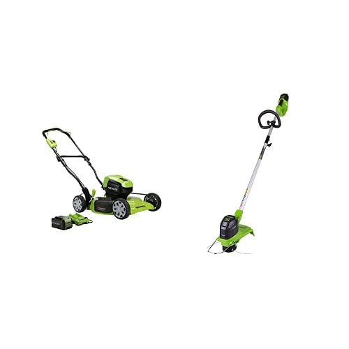 Greenworks 40V 19-Inch Brushless Cordless Electric Lawn Mower with String Trimmer, 4.0Ah Battery & Fast Charger Included - Perfect for Small to Medium Yards, Eco-Friendly Lawn Care & Quiet Neighborhood Mowing