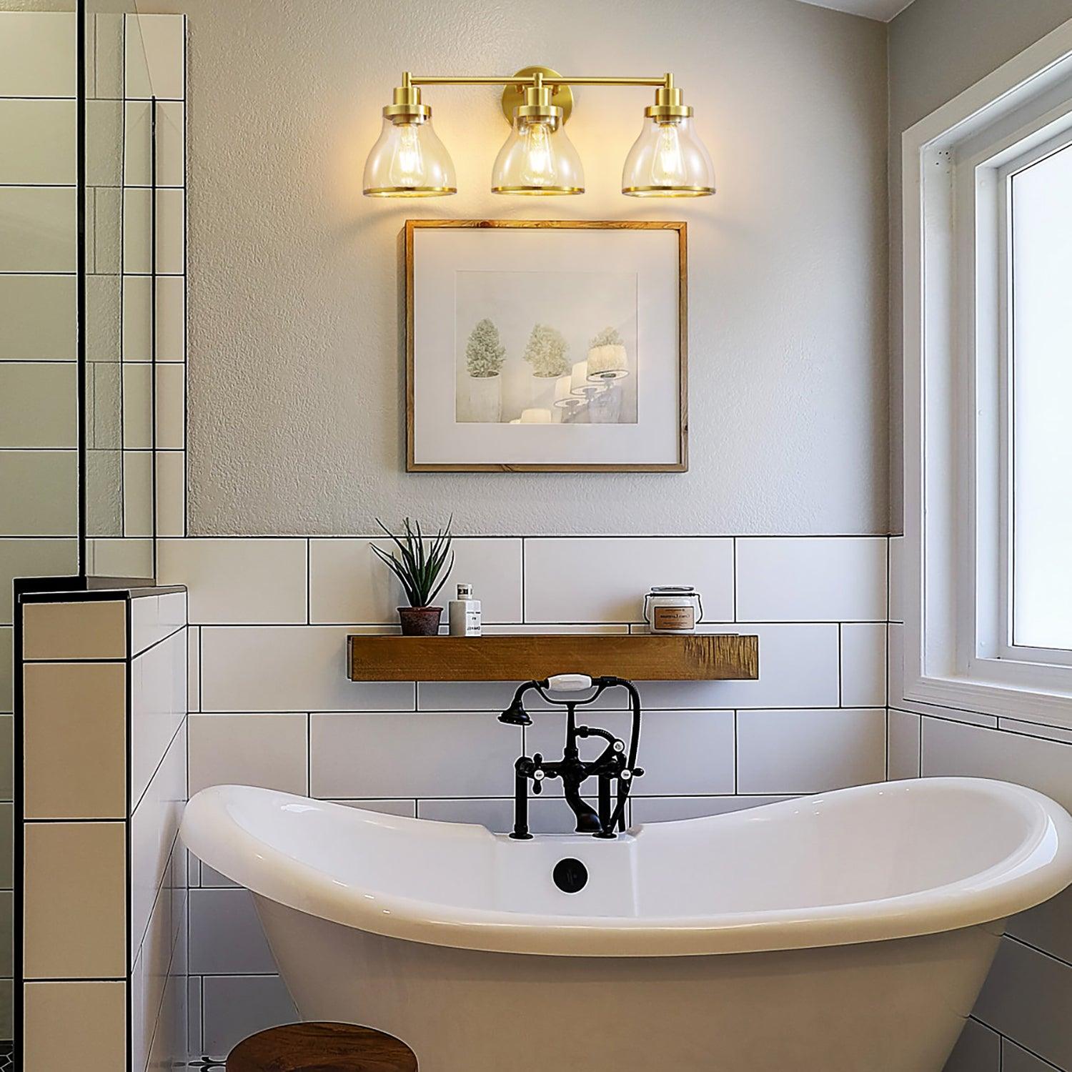 Hermosa Modern 3-Light Bathroom Vanity Light Fixture - Brushed Nickel Finish, Dimmable LED Lighting for Bathroom, Powder Room & Dressing Area