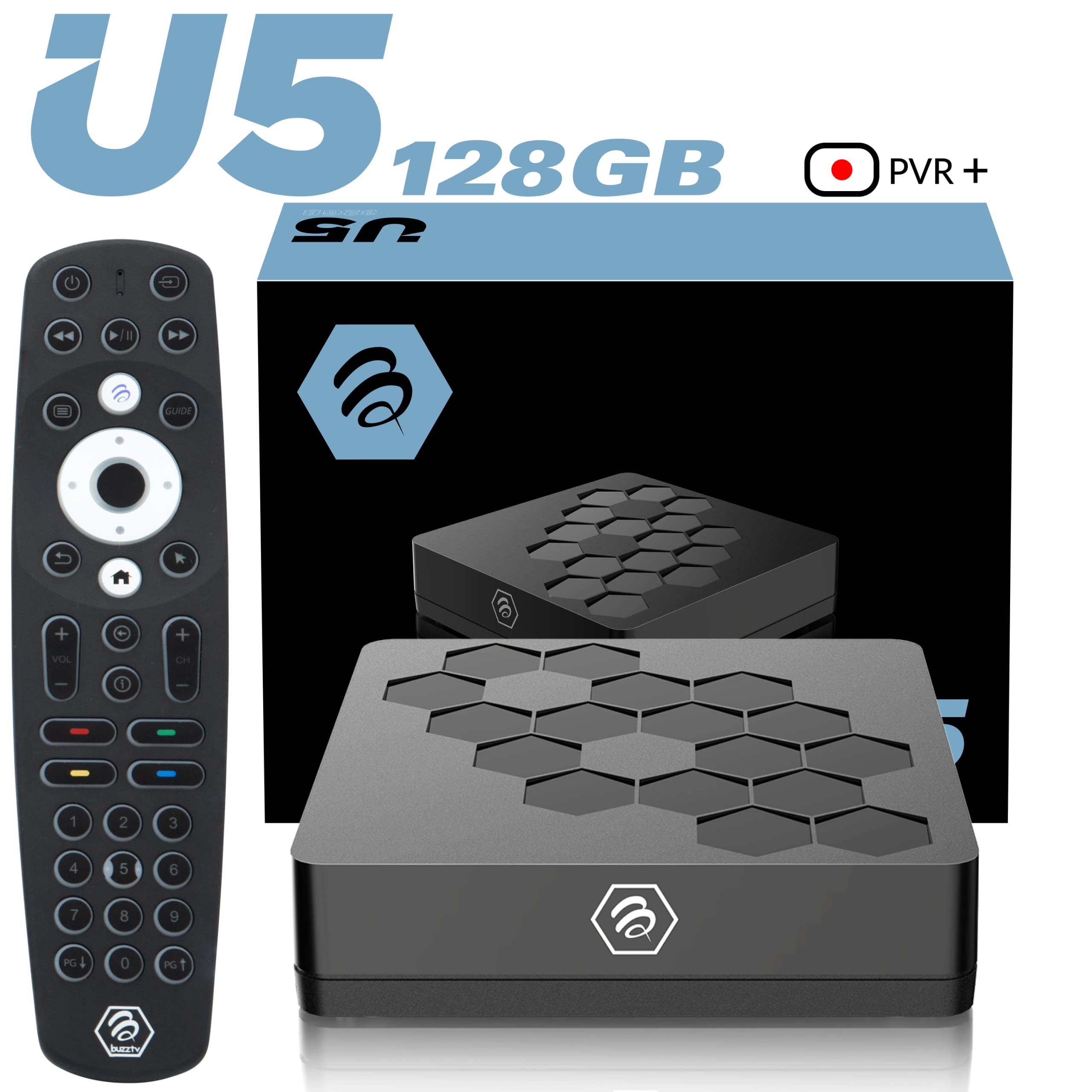 BuzzTV U5 128GB Android TV Box - 4K Ultra HD Streaming Media Player with Quad-Core Processor, Dual-Band WiFi, Bluetooth 5.0 & HDR Support | Android 11 OS | Perfect for Home Theater, Netflix, YouTube & Gaming Entertainment