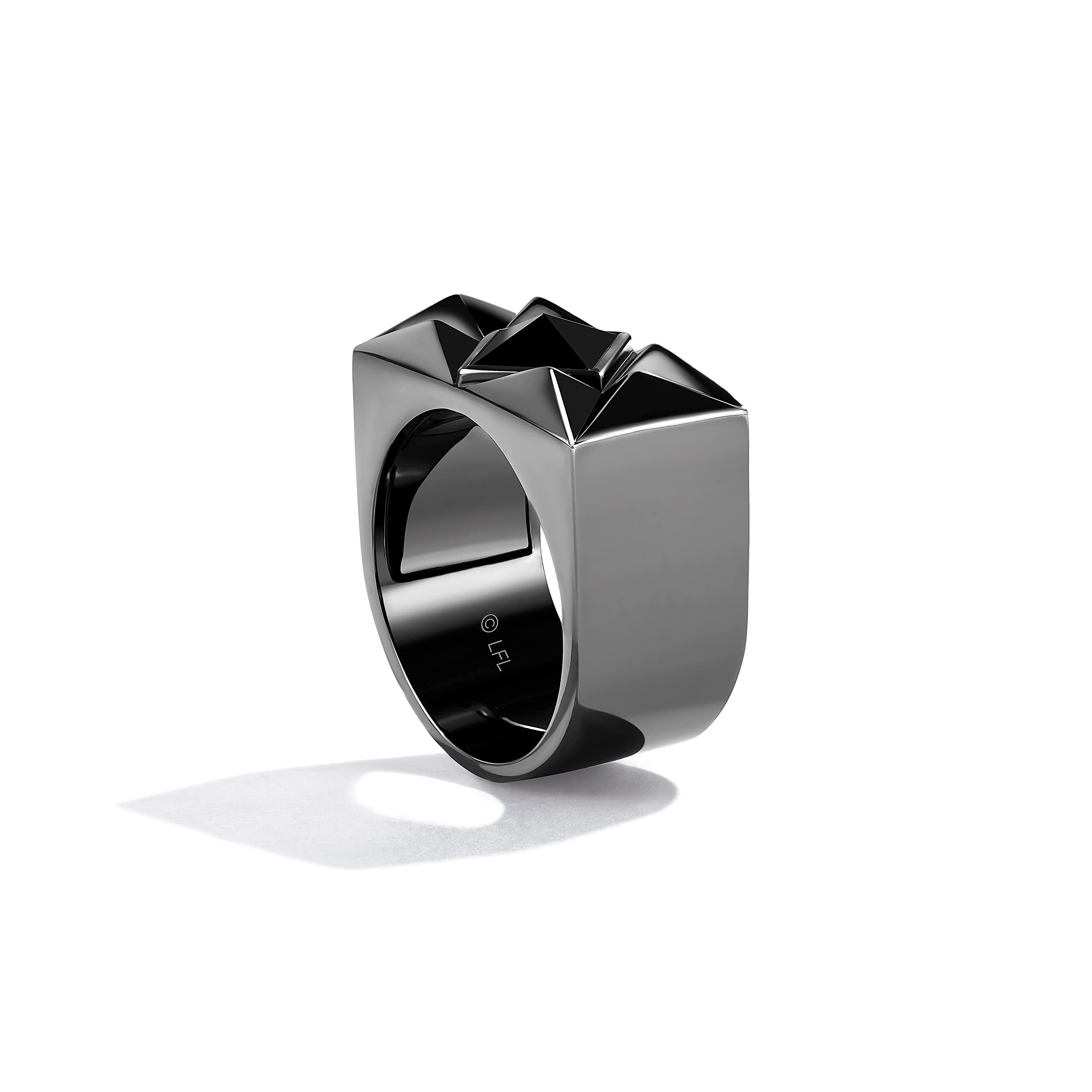 Jewelili Star Wars™ Dark Armor Men's Ring - Sterling Silver & Black Rhodium Band with Black Onyx Stone | Official Star Wars Jewelry Gift for Him | Perfect for Cosplay, Collectors & Fans | Includes Gift Box