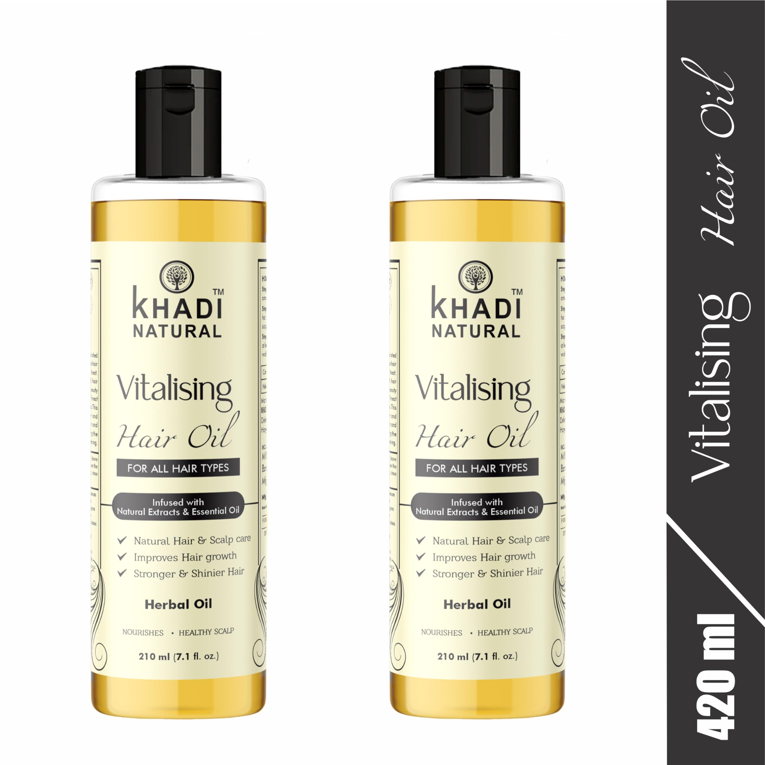 Khadi Natural Herbal Hair and Body Olive Oil - 210ml (Pack of 2) | Organic Moisturizer for Dry Hair & Skin | Perfect for Massage, Aromatherapy & Daily Nourishment