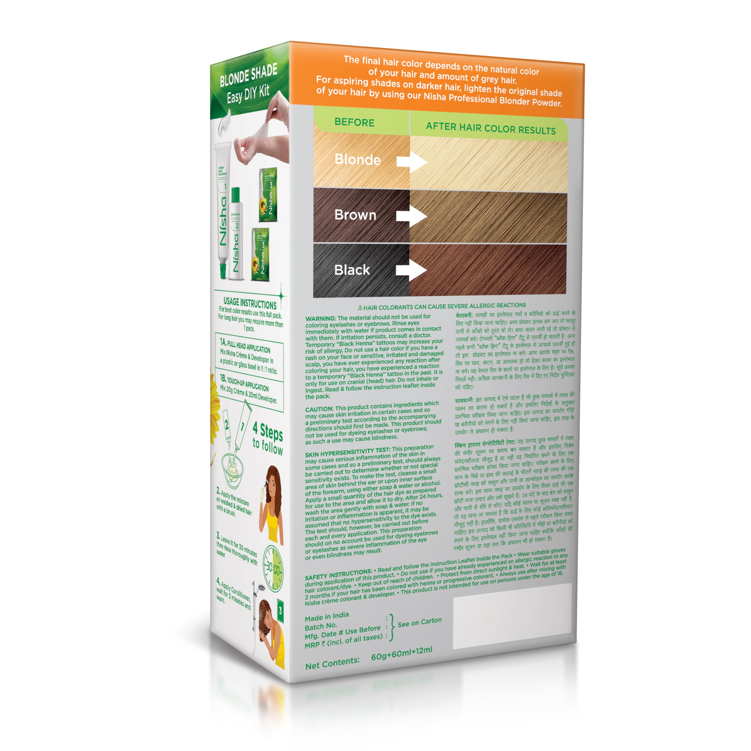Nisha Creme Hair Color - Permanent Light Blonde Hair Dye with 100% Grey Coverage | Ultra Soft, Silky & Shiny Long-Lasting Hair Colour | Pack of 3 | Perfect for Salon-Quality At-Home Hair Coloring & Vibrant Blonde Transformations