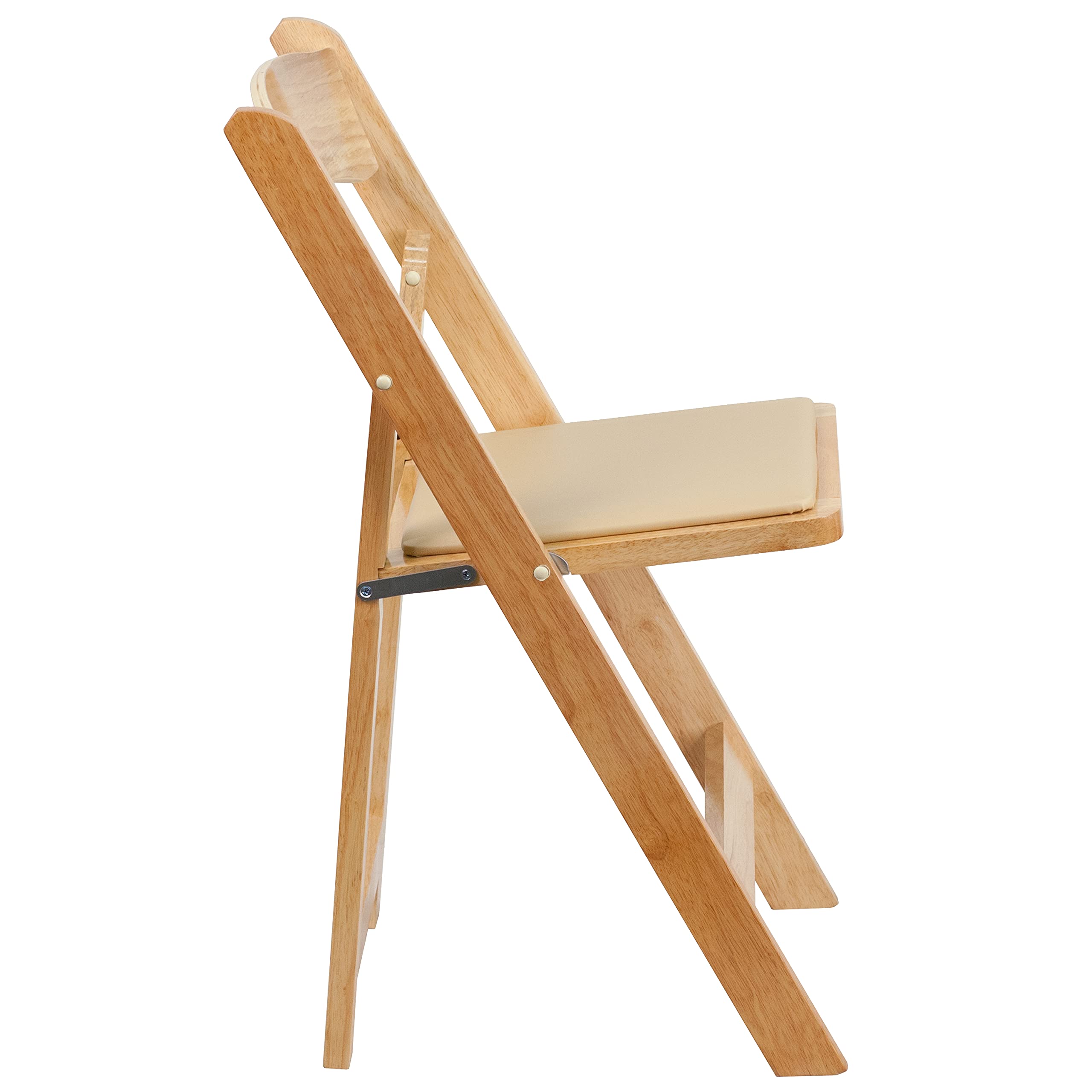 EMMA + OLIVER 2 Pack Natural Wood Folding Chairs with Vinyl Padded Seat - Sturdy & Comfortable for Dining, Patio, Camping, and Outdoor Events