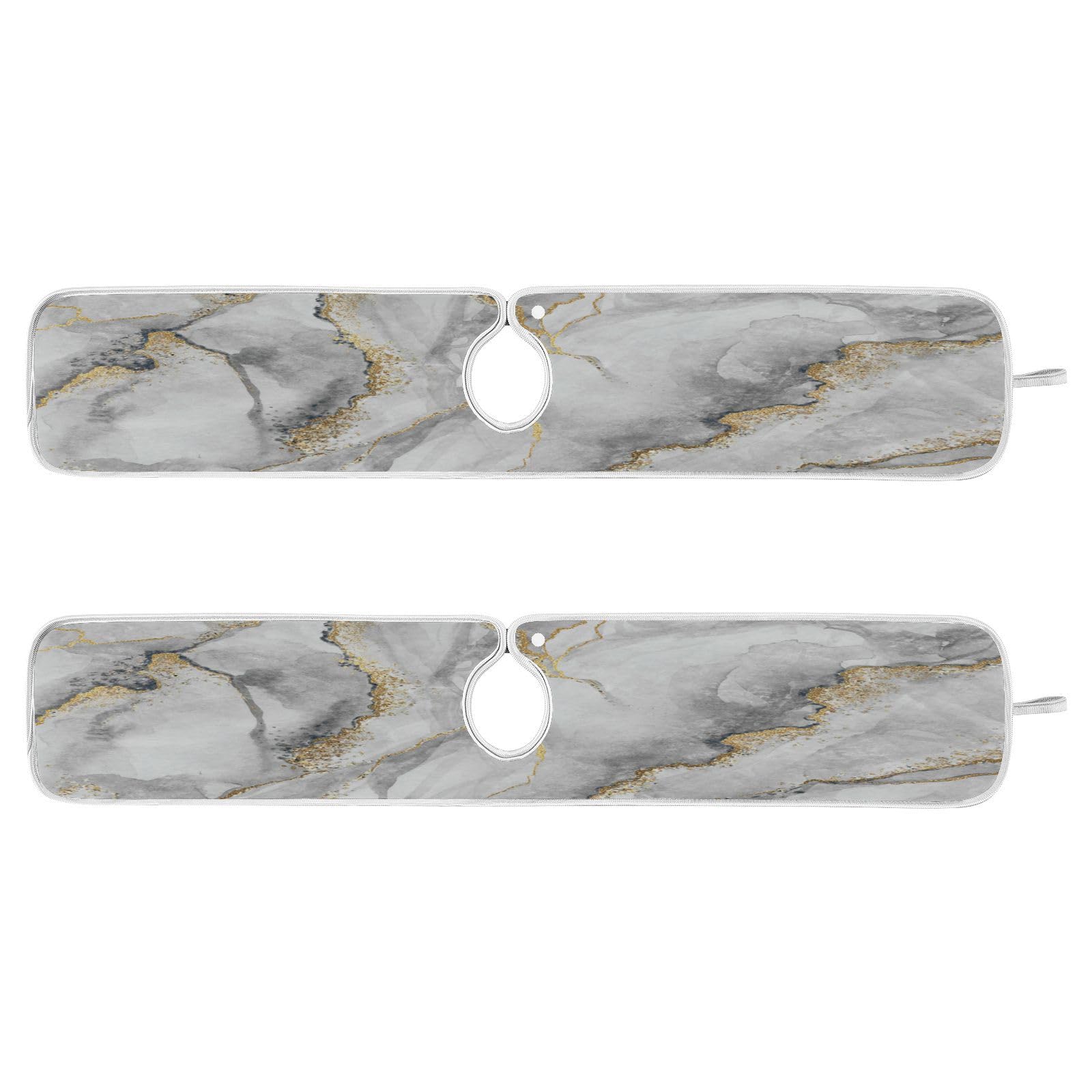 2 Pack White Marble with Gold Veins Sink Splash Guard - Absorbent Kitchen Faucet Mat, Drip Catcher & Drying Mat for Farmhouse & Bathroom - Perfect for Kitchen Sink, Bar Counter & Vanity Protection