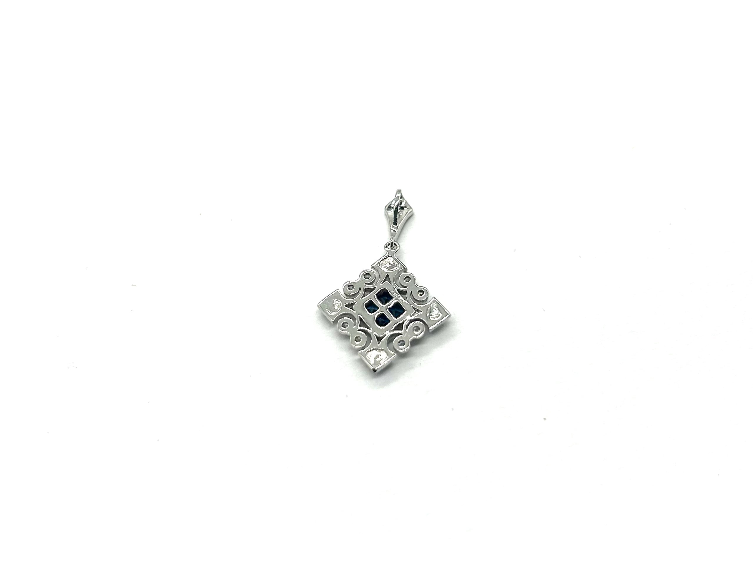 Exquisite Diamond & Blue Sapphire Drop Pendant Necklace - Elegant Jewelry Gift for Women - Perfect for Weddings, Anniversaries & Special Occasions