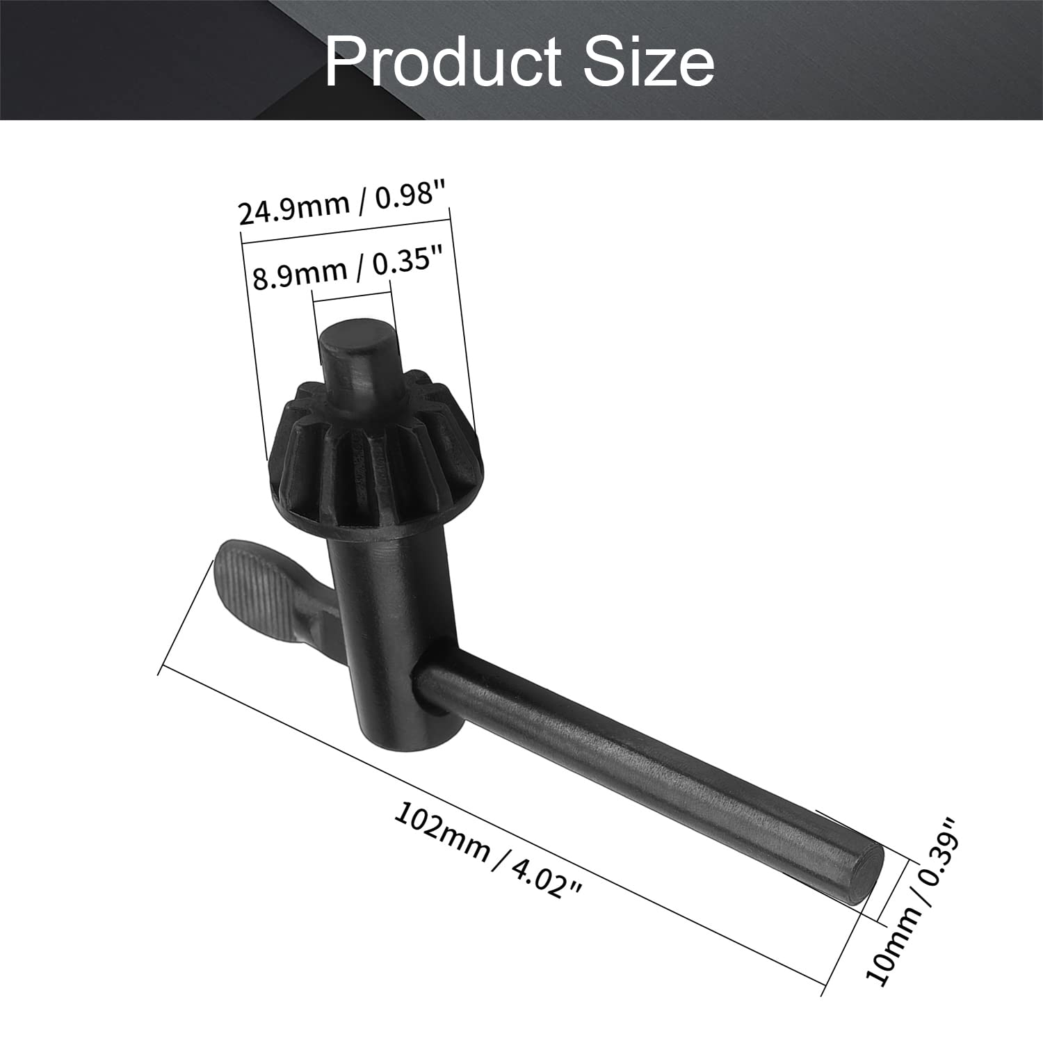 Utoolmart 9mm Pilot 11 Teeth Chuck Key for 5-20mm Drill Chuck - 2PCS Black - Perfect for Power Drills & Workshop Tools