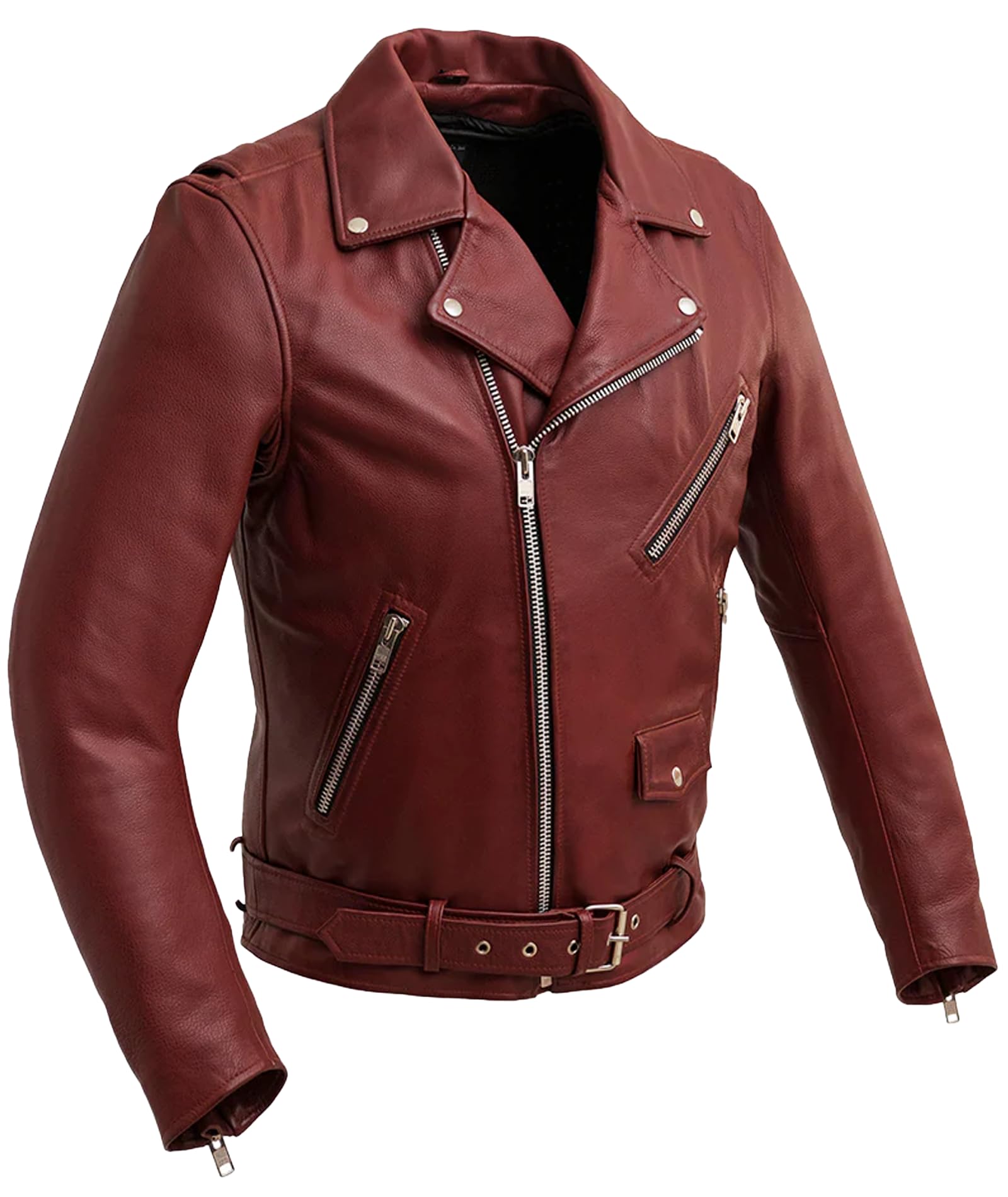 First Mfg Co Fillmore Men's Motorcycle Leather Jacket - Biker Riding Jacket for Men - Durable & Stylish for Harley, Cruiser & Road Trips